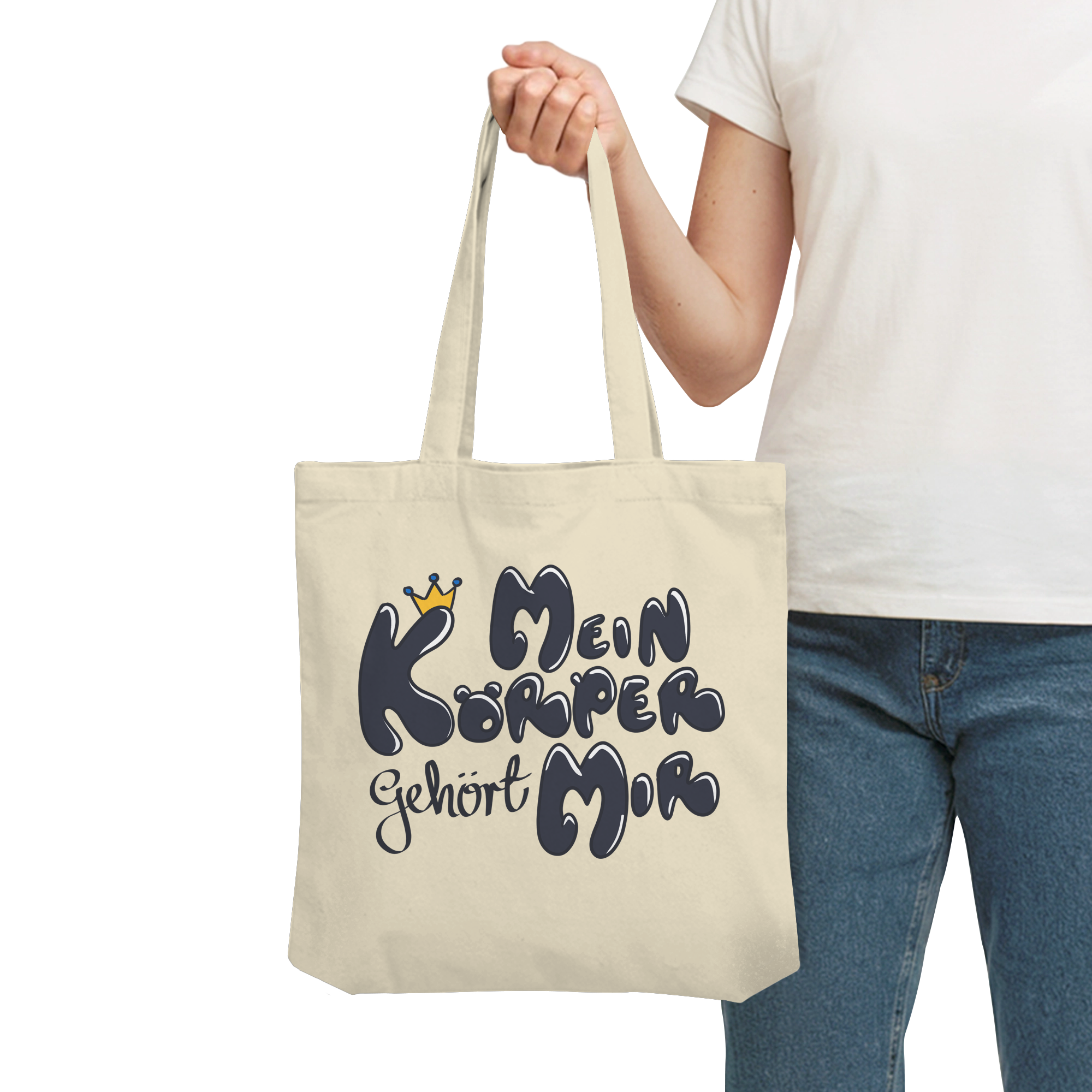 Mein Körper gehört mir "Schwarze Edition" Backprint - Organic Tote-Bag