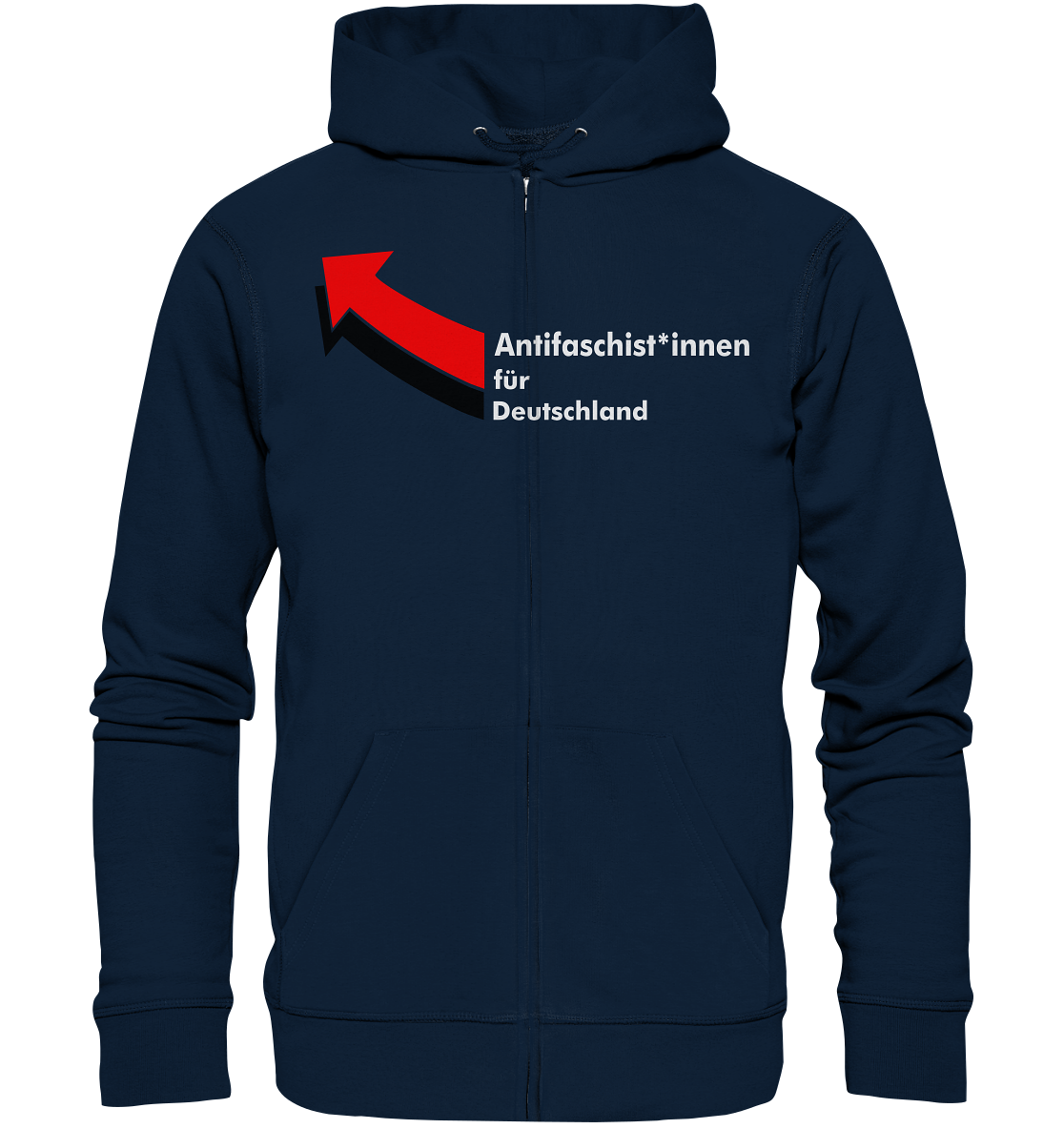 Antifaschist*innen für Deutschland (weiße Schrift) - Organic Zipper