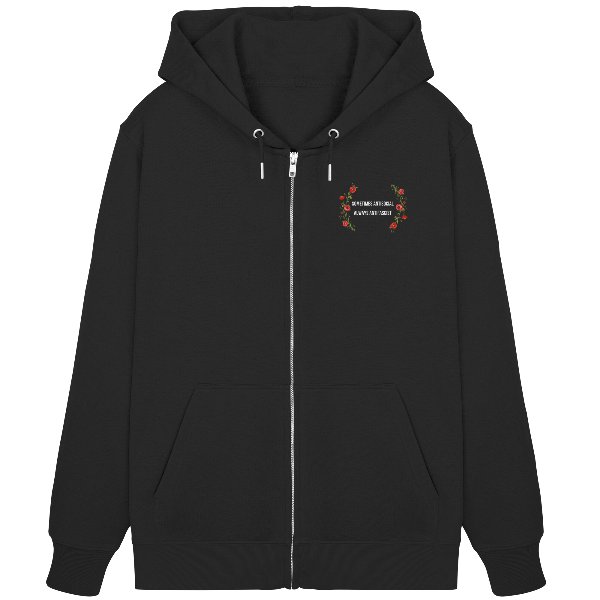 Sometimes Antisocial Always Antifascist - Organic Zipper