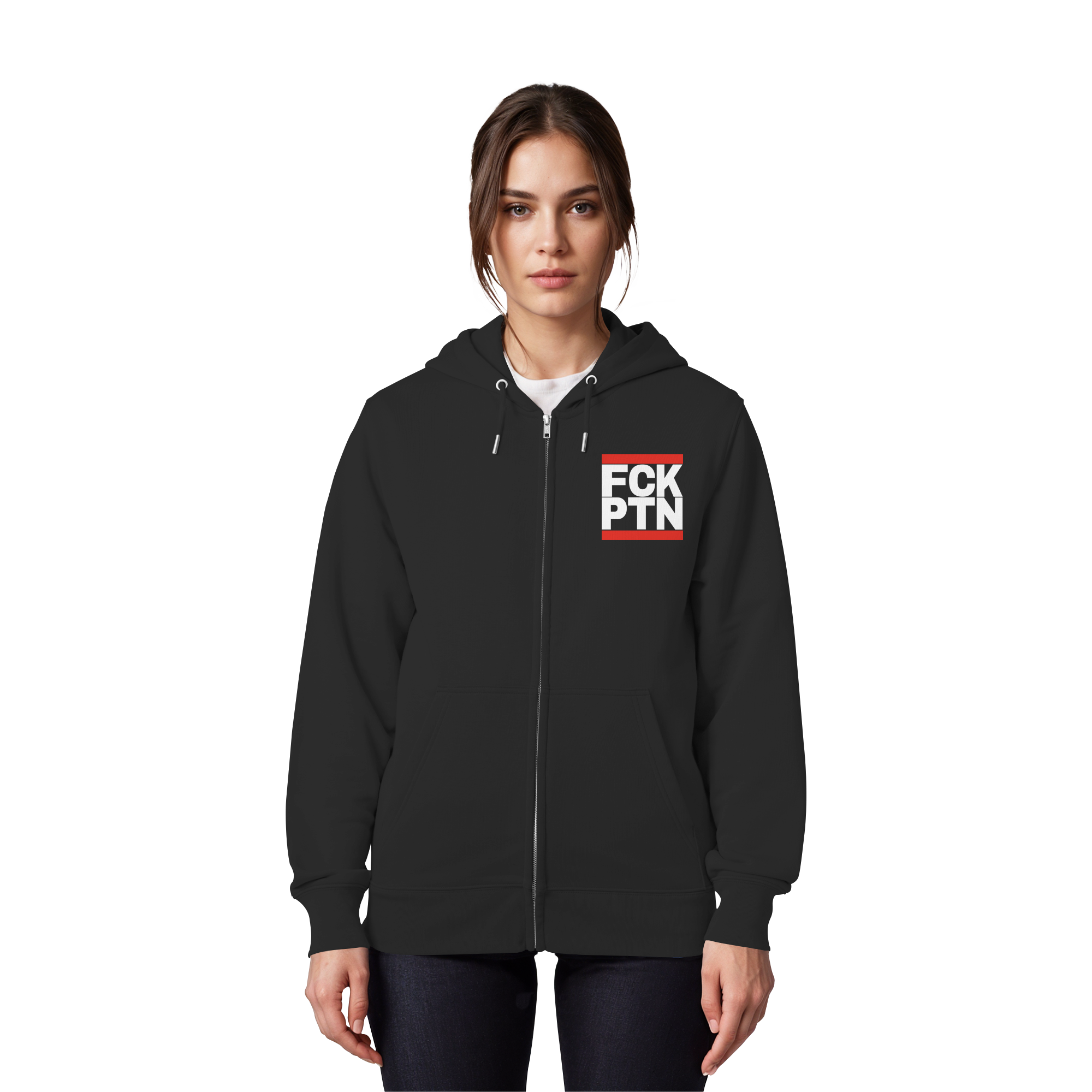 FCK PTN (weiße Schrift) - Organic Zipper