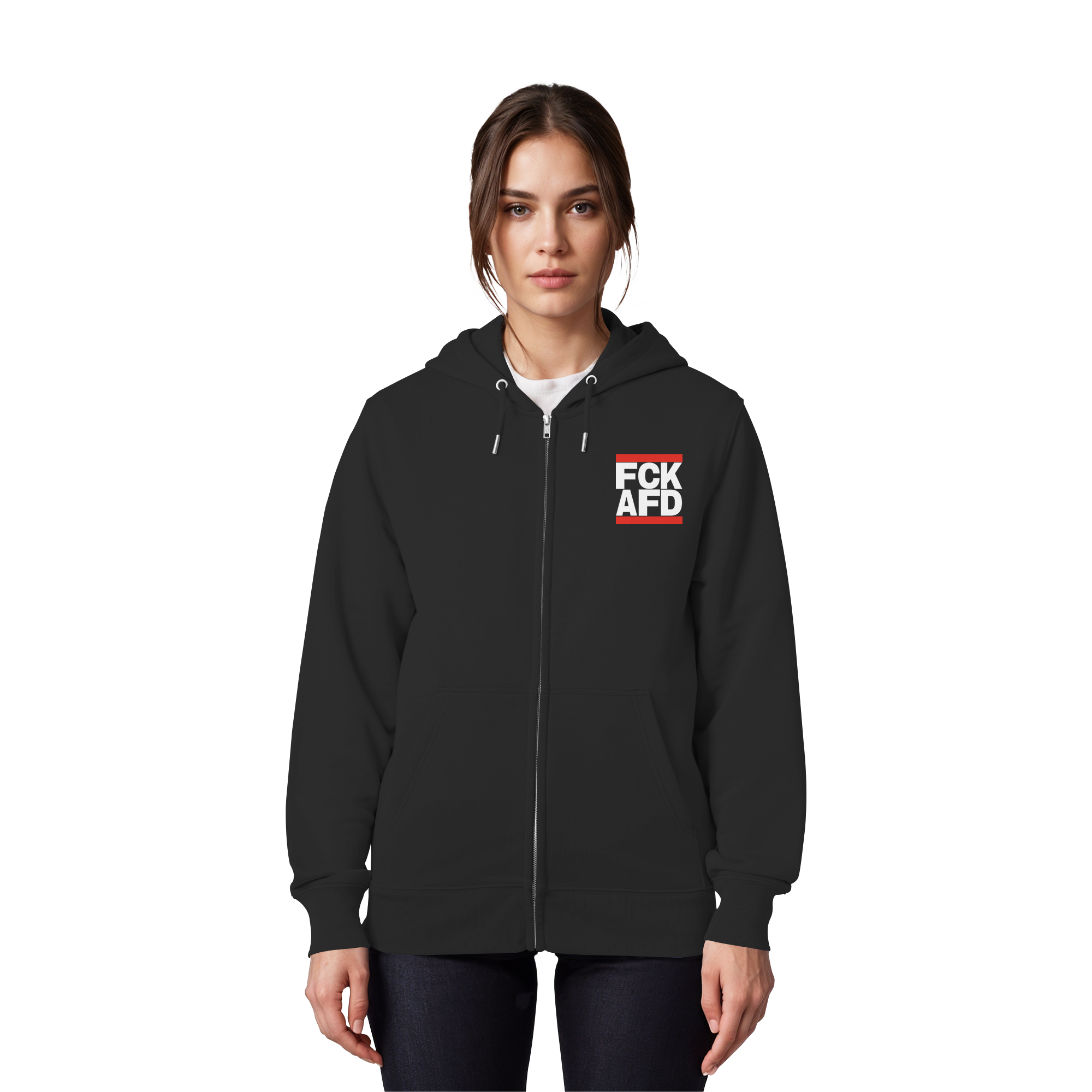 FCK AFD (weiße Schrift) - Organic Zipper
