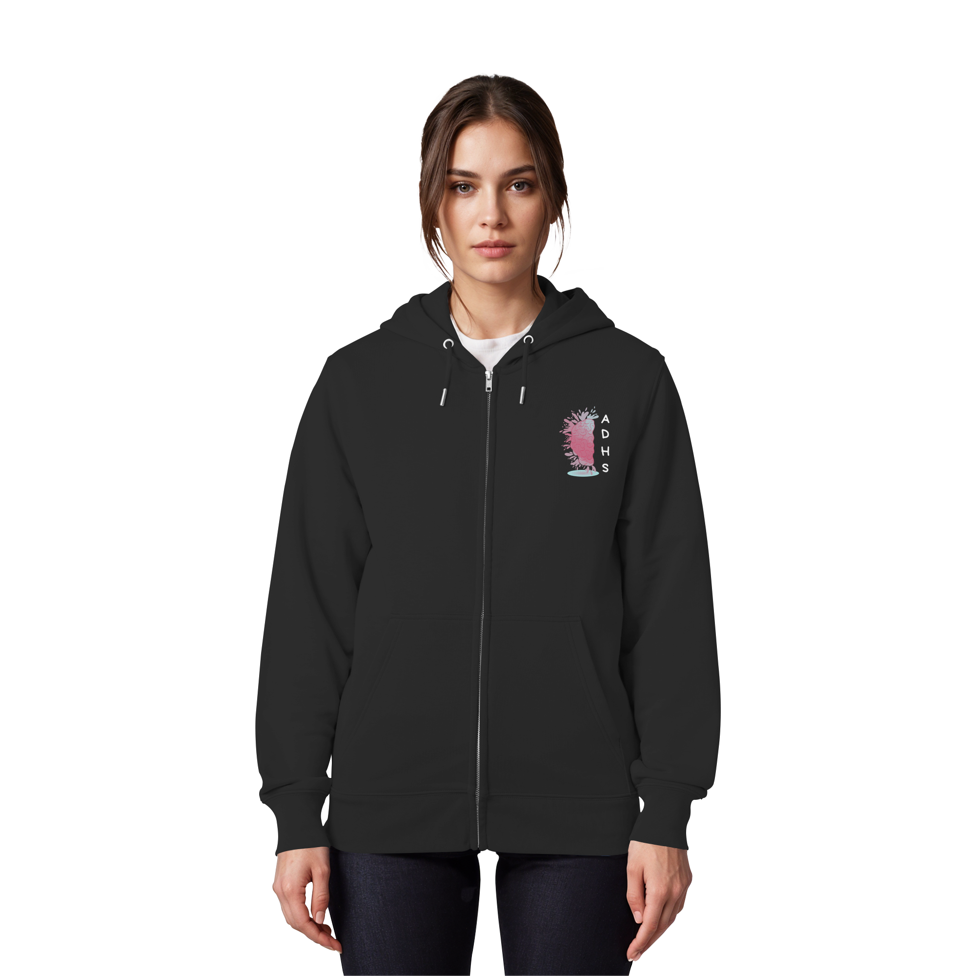ADHS Aktiv Direkt Humorvoll Sozial Backprint - Organic Zipper