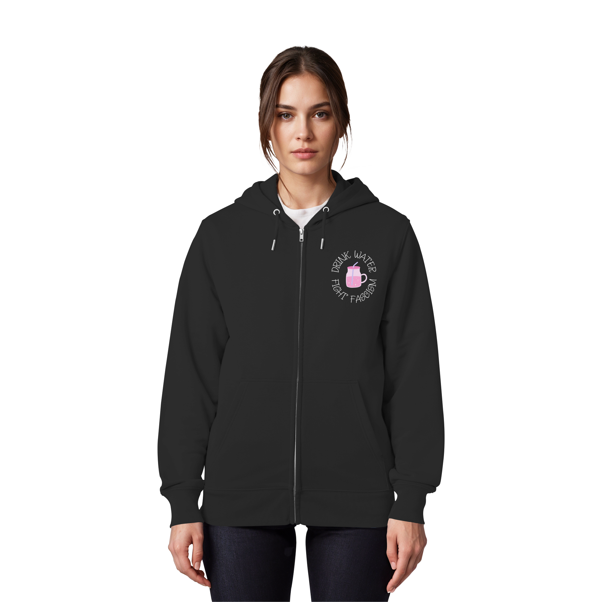 Drink Water Fight Fascism - Organic Zipper