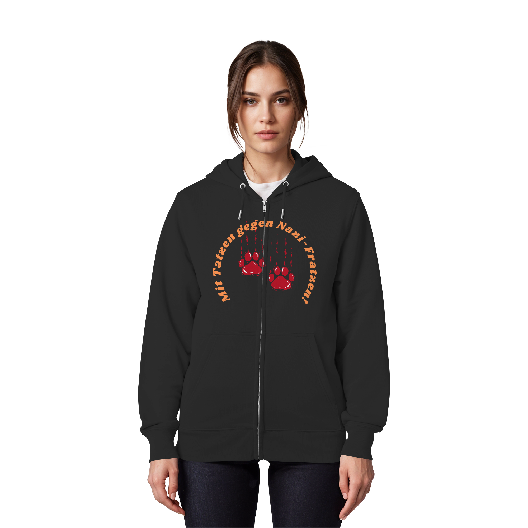 Mit Tatzen gegen Nazi Fratzen - Organic Zipper