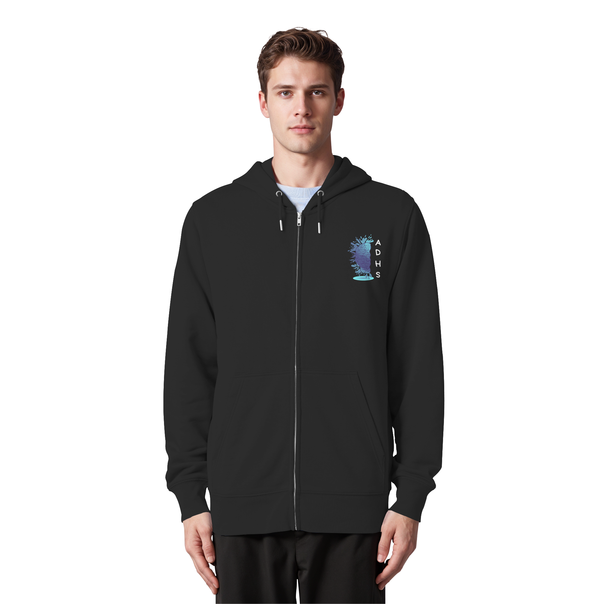 ADHS Ausdrucksvoll Direkt Hilfsbereit Selbstbewusst Backprint - Organic Zipper