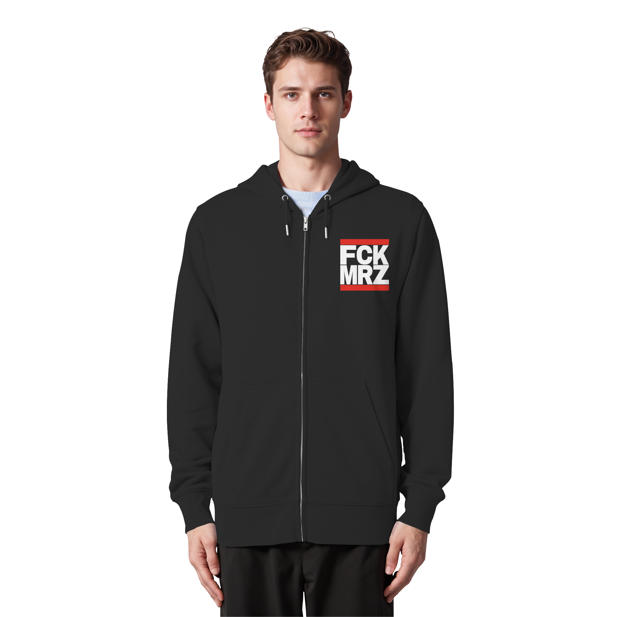 FCK MRZ (weiße Schrift) - Organic Zipper