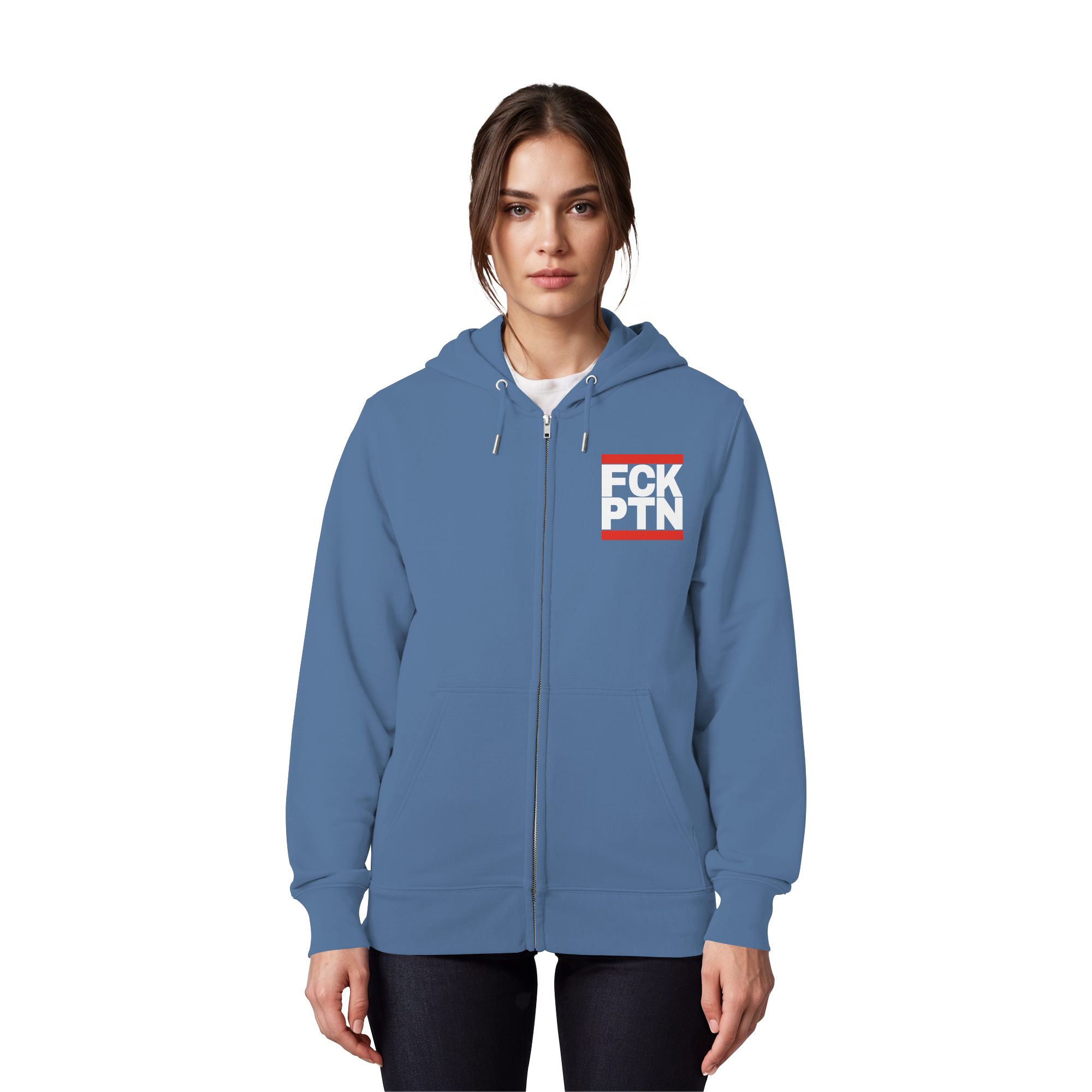 FCK PTN (weiße Schrift) - Organic Zipper