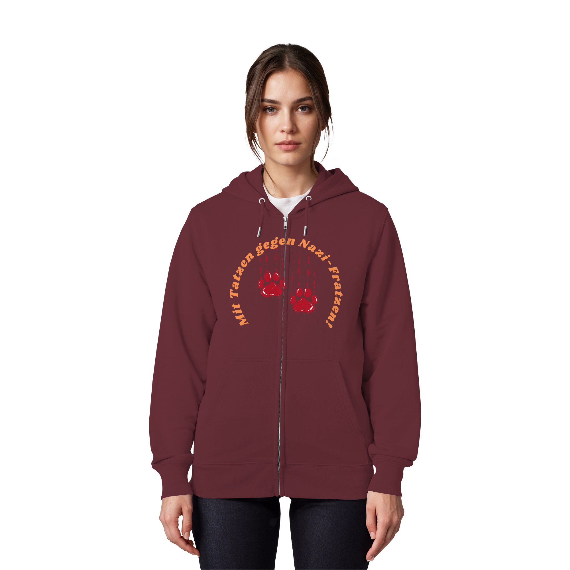 Mit Tatzen gegen Nazi Fratzen - Organic Zipper