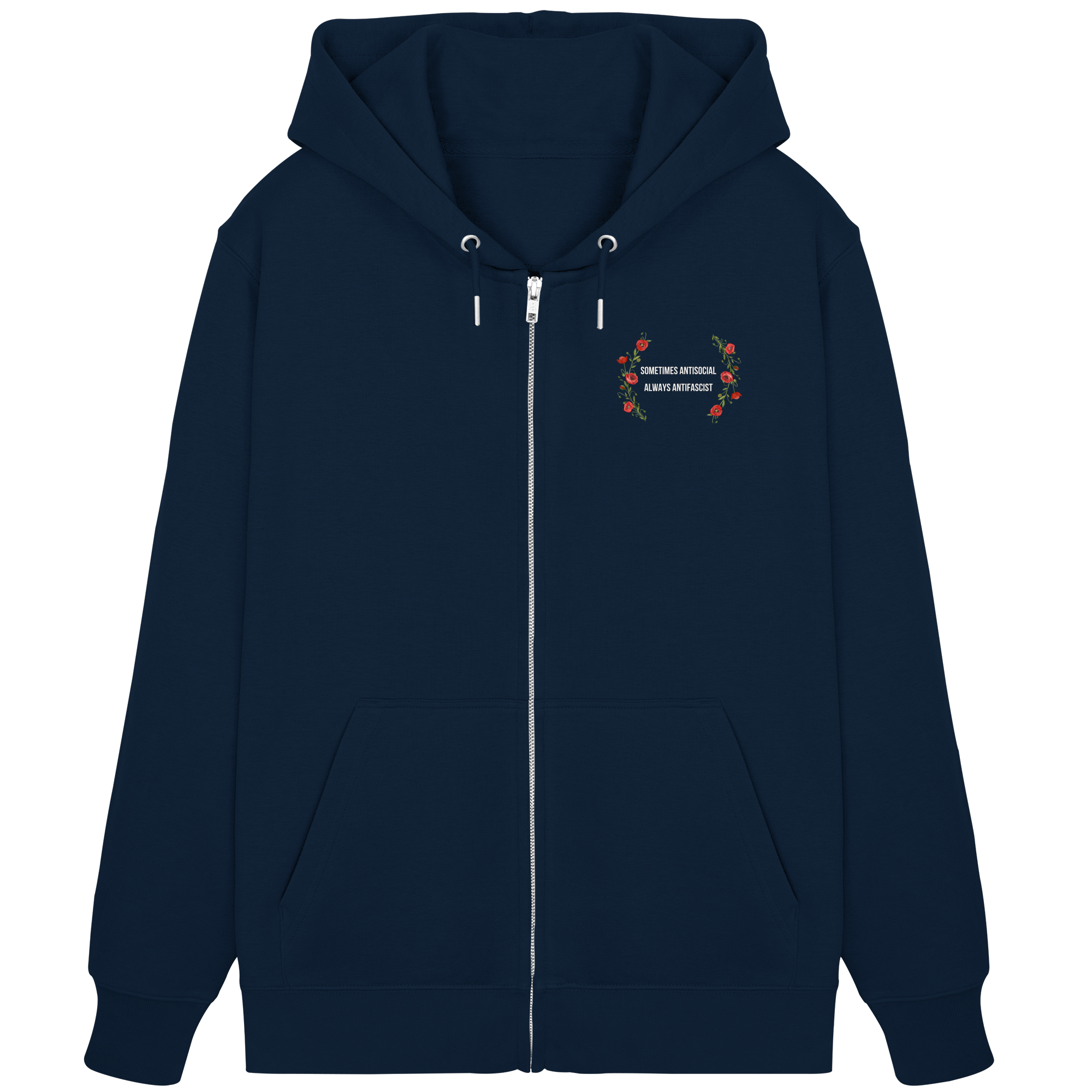 Sometimes Antisocial Always Antifascist - Organic Zipper