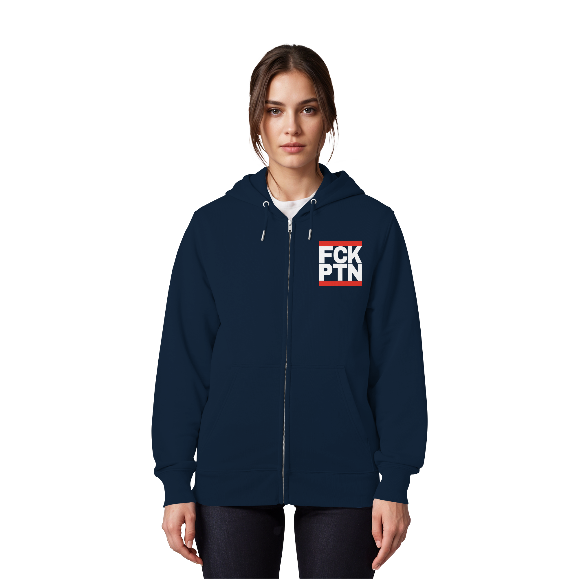 FCK PTN (weiße Schrift) - Organic Zipper