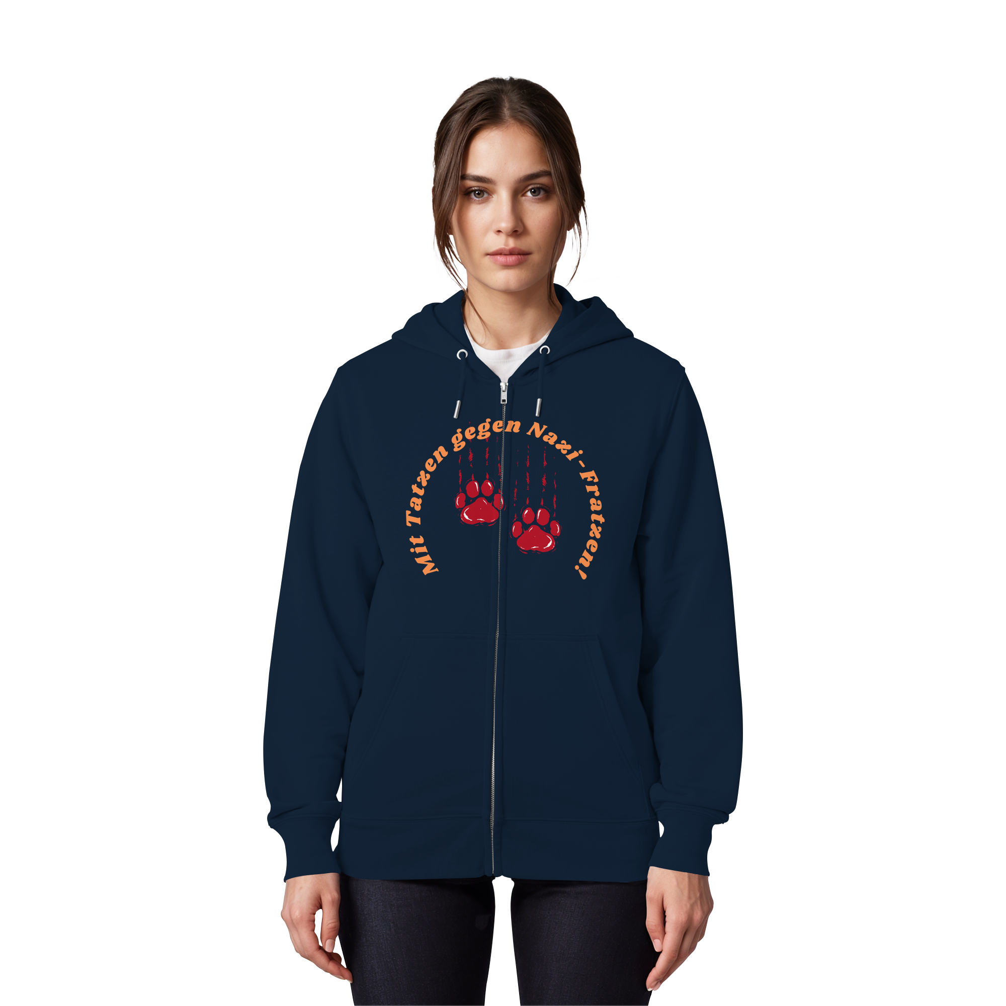 Mit Tatzen gegen Nazi Fratzen - Organic Zipper