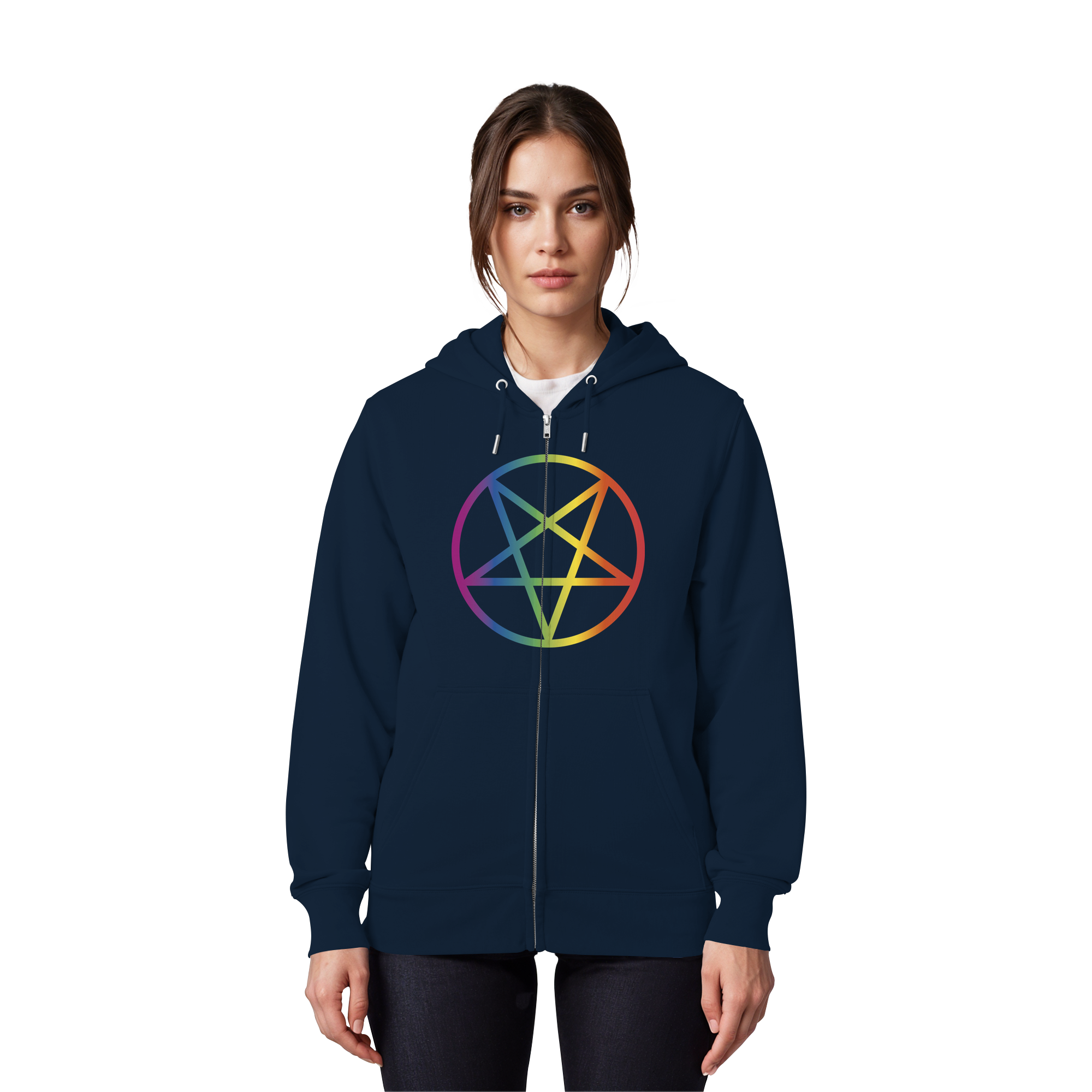 Regenbogen Pentagramm - Organic Zipper
