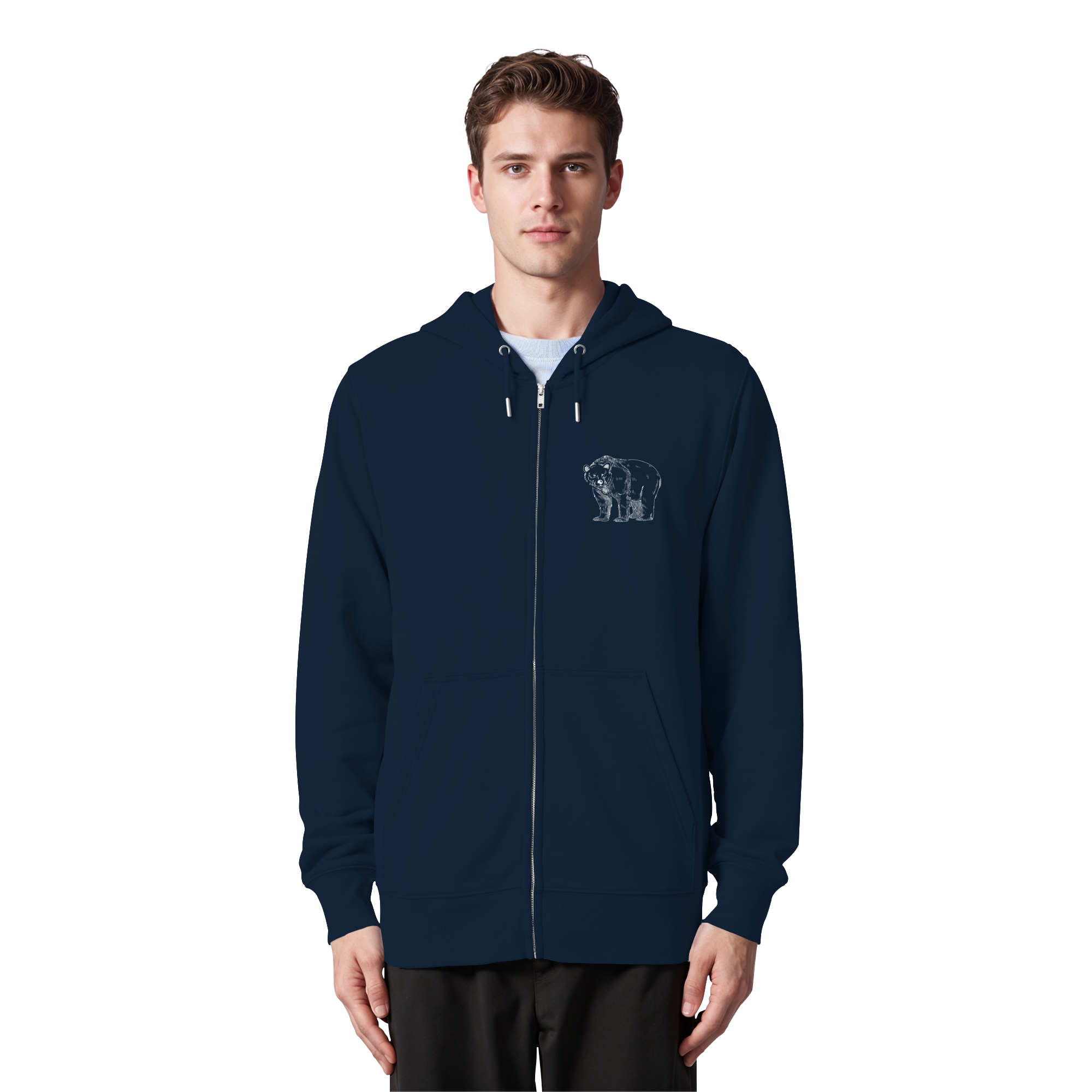 Team Bär Backprint (weiß) - Organic Zipper