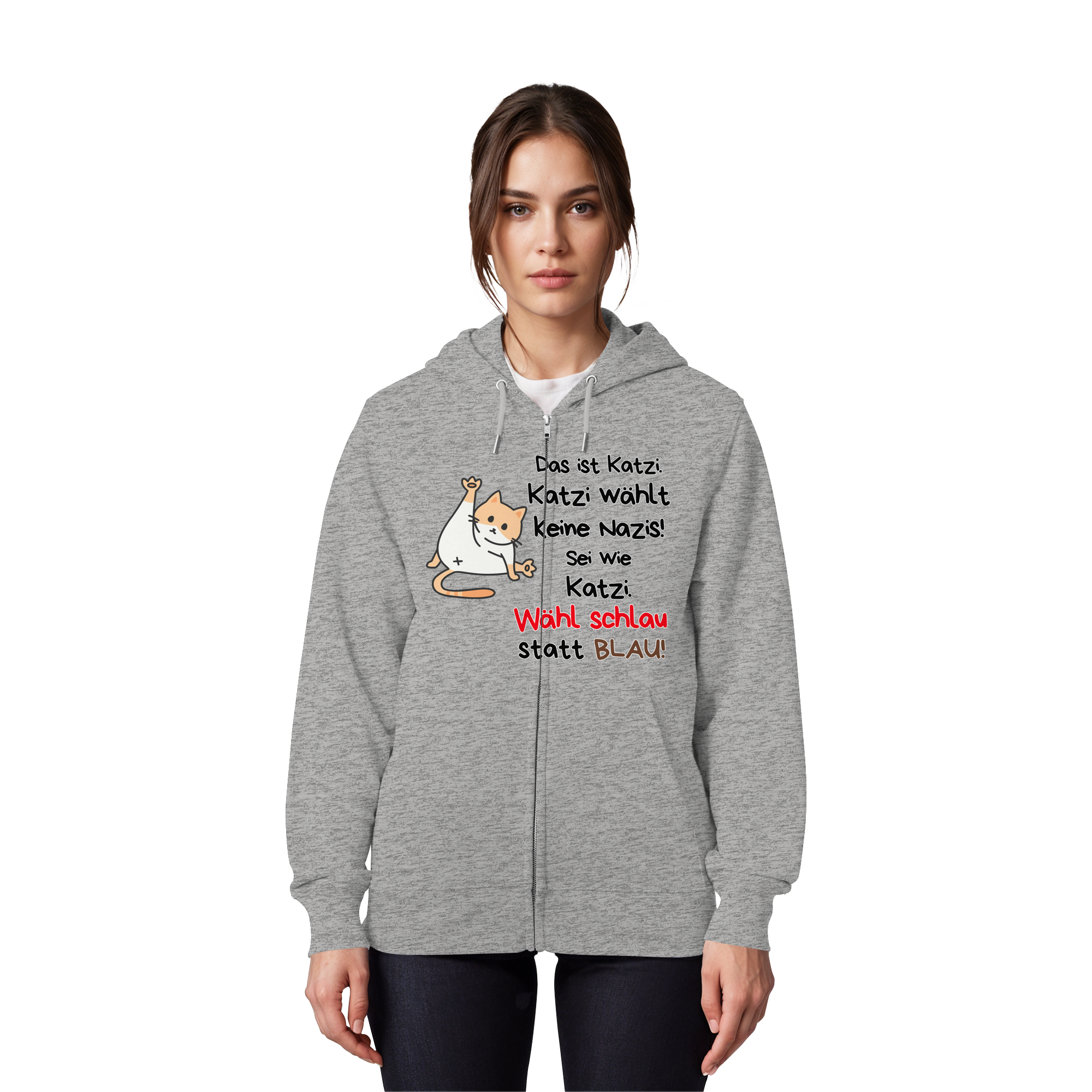 Katzi wählt keine Nazis! - Organic Zipper