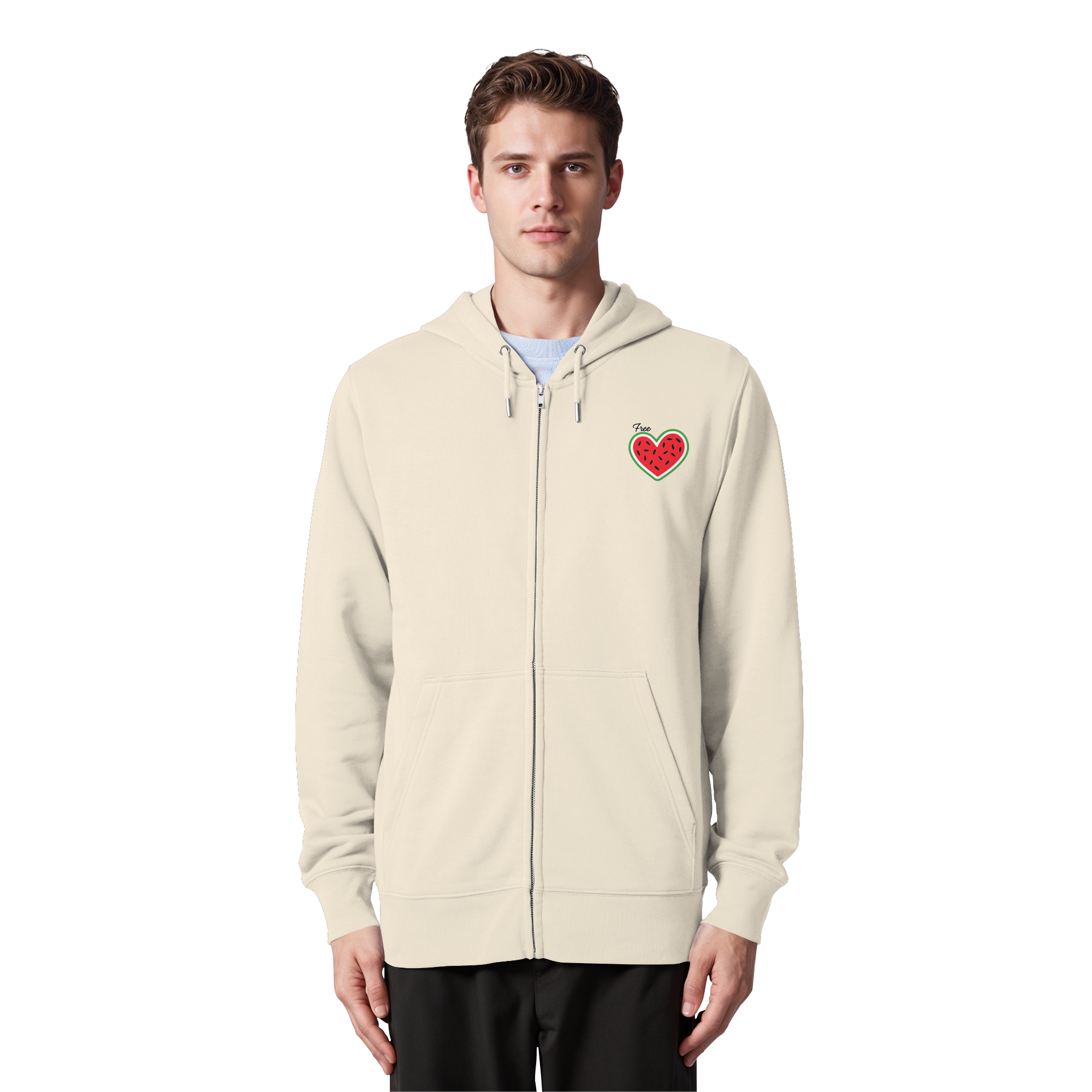 Free Palestine "Melon Heart Edition" - Organic Zipper