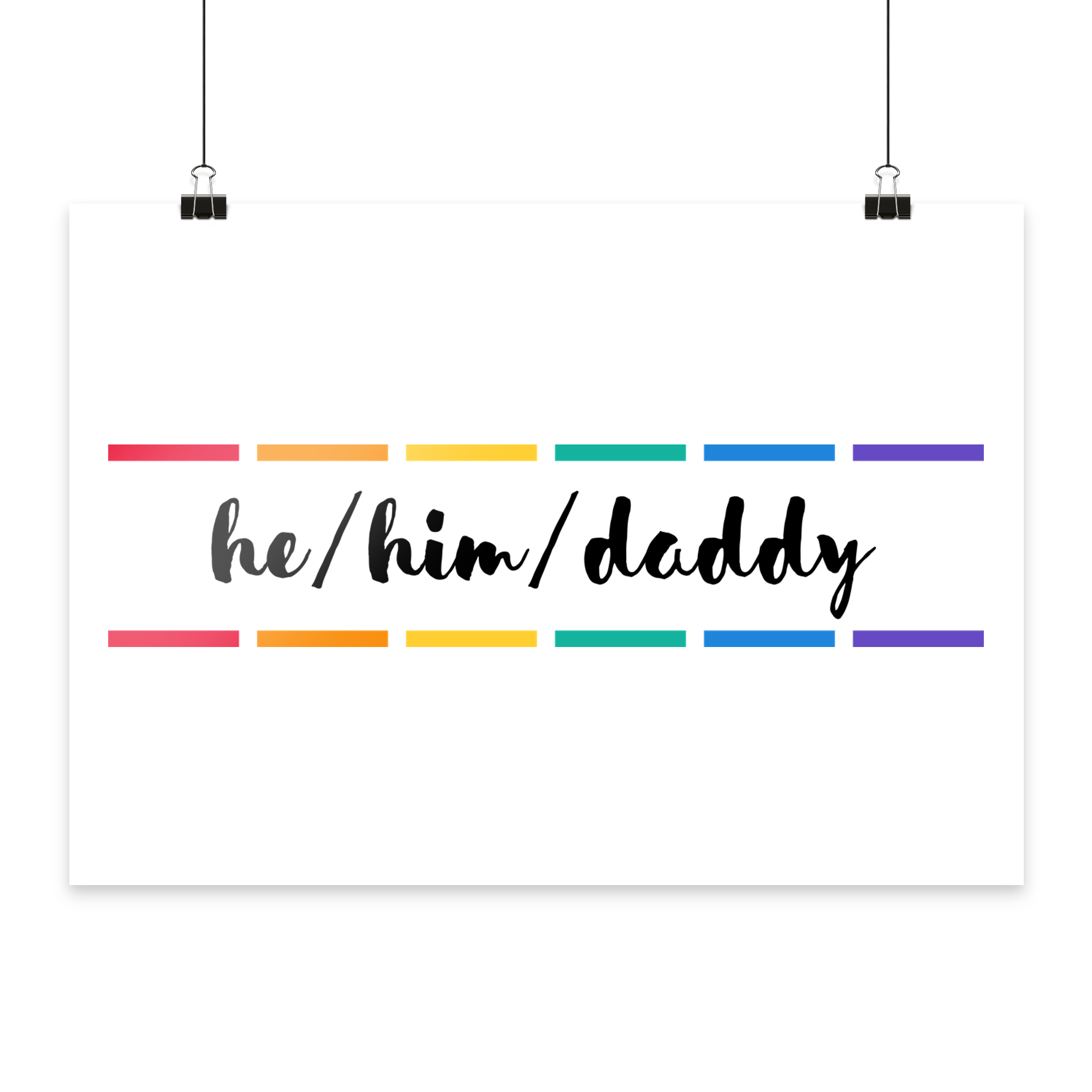 he/him/daddy "Pride Stripes Edition" - Poster Din A4 (quer)