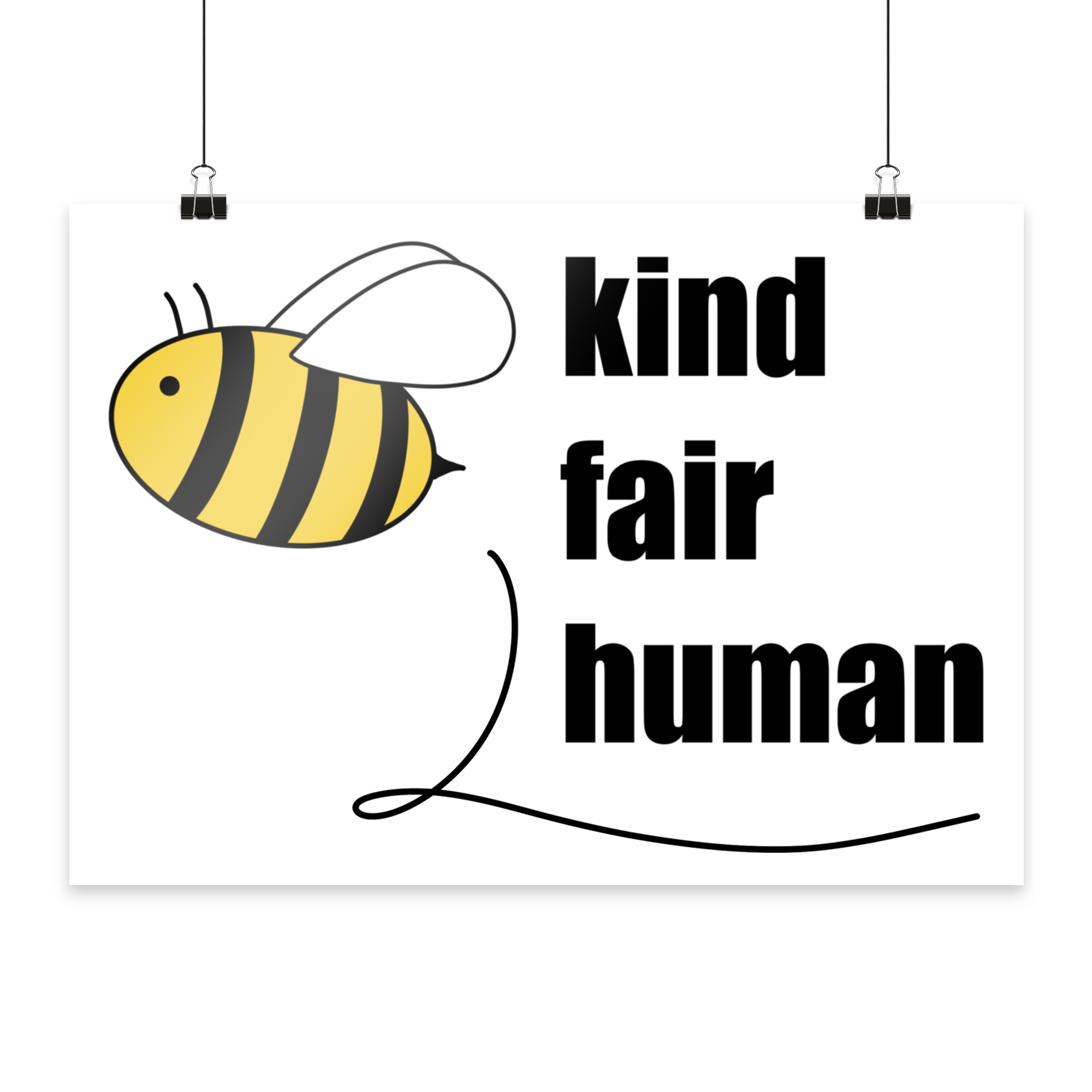 Be Kind Fair Human "Biene Edition" - Poster Din A4 (quer)