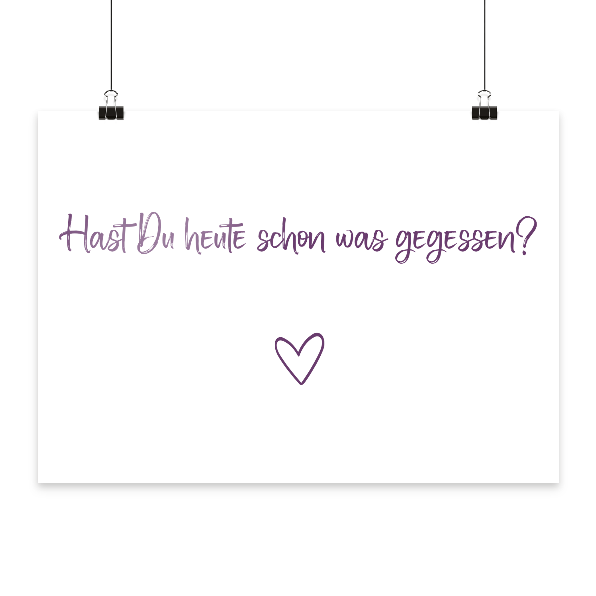 Hast Du heute schon was gegessen? "Lila Herz Edition" - Poster Din A4 (quer)