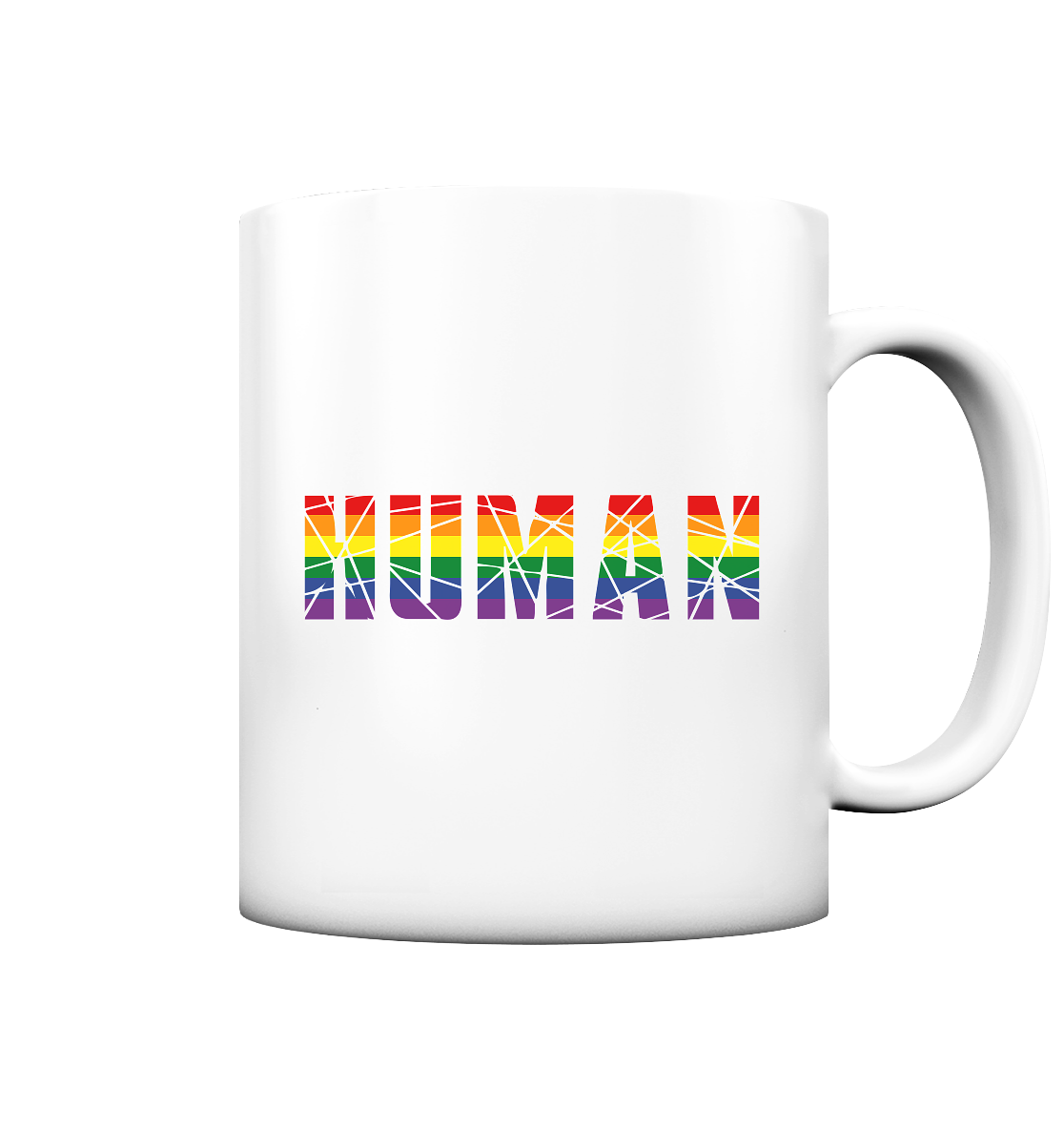 HUMAN in Regenbogen Farben - Tasse matt