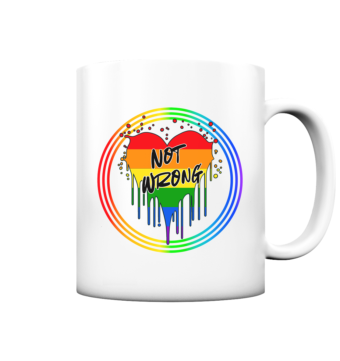 Queer Not Wrong "Regenbogenkreis Edition" - Tasse matt
