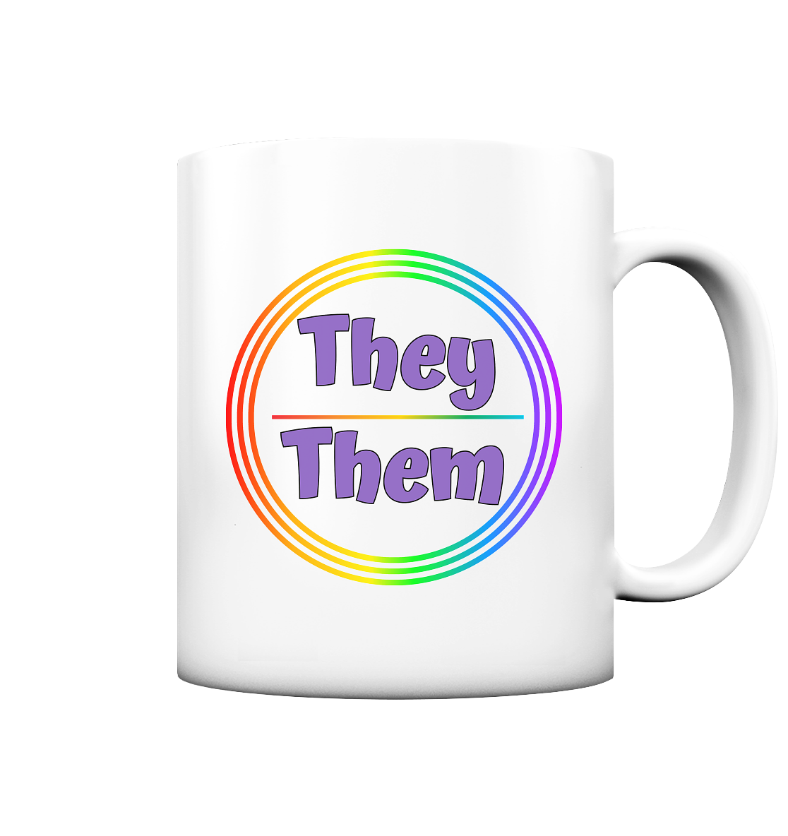 They/Them Pronomen Regenbogenkreis - Tasse matt