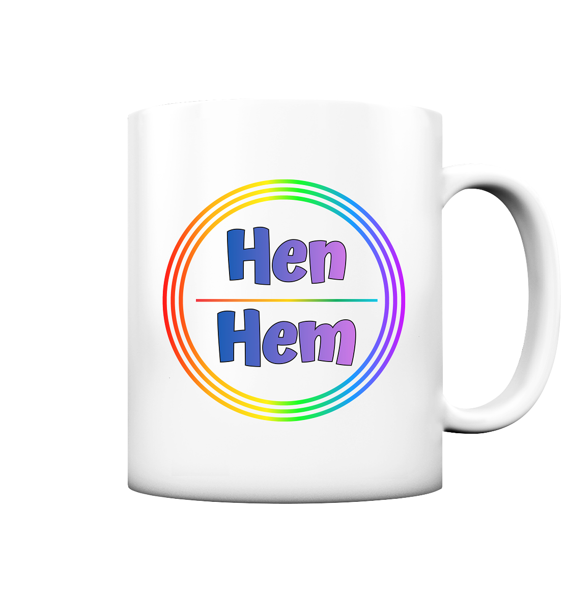 Hen/Hem Pronomen Regenbogenkreis - Tasse matt