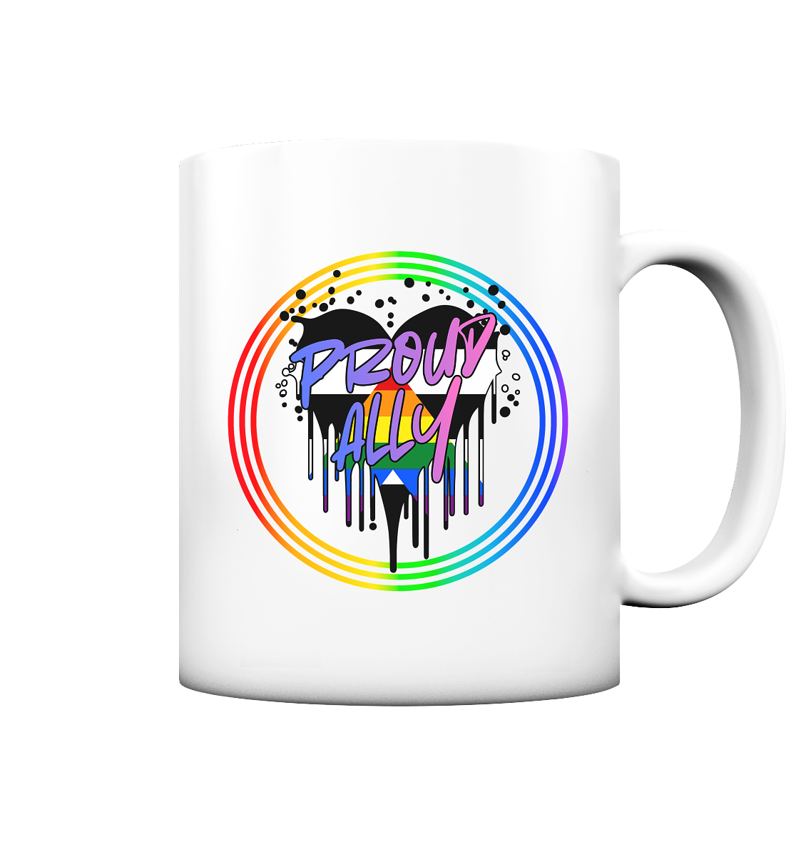 Proud Ally Herz im Regenbogenkreis - Tasse matt