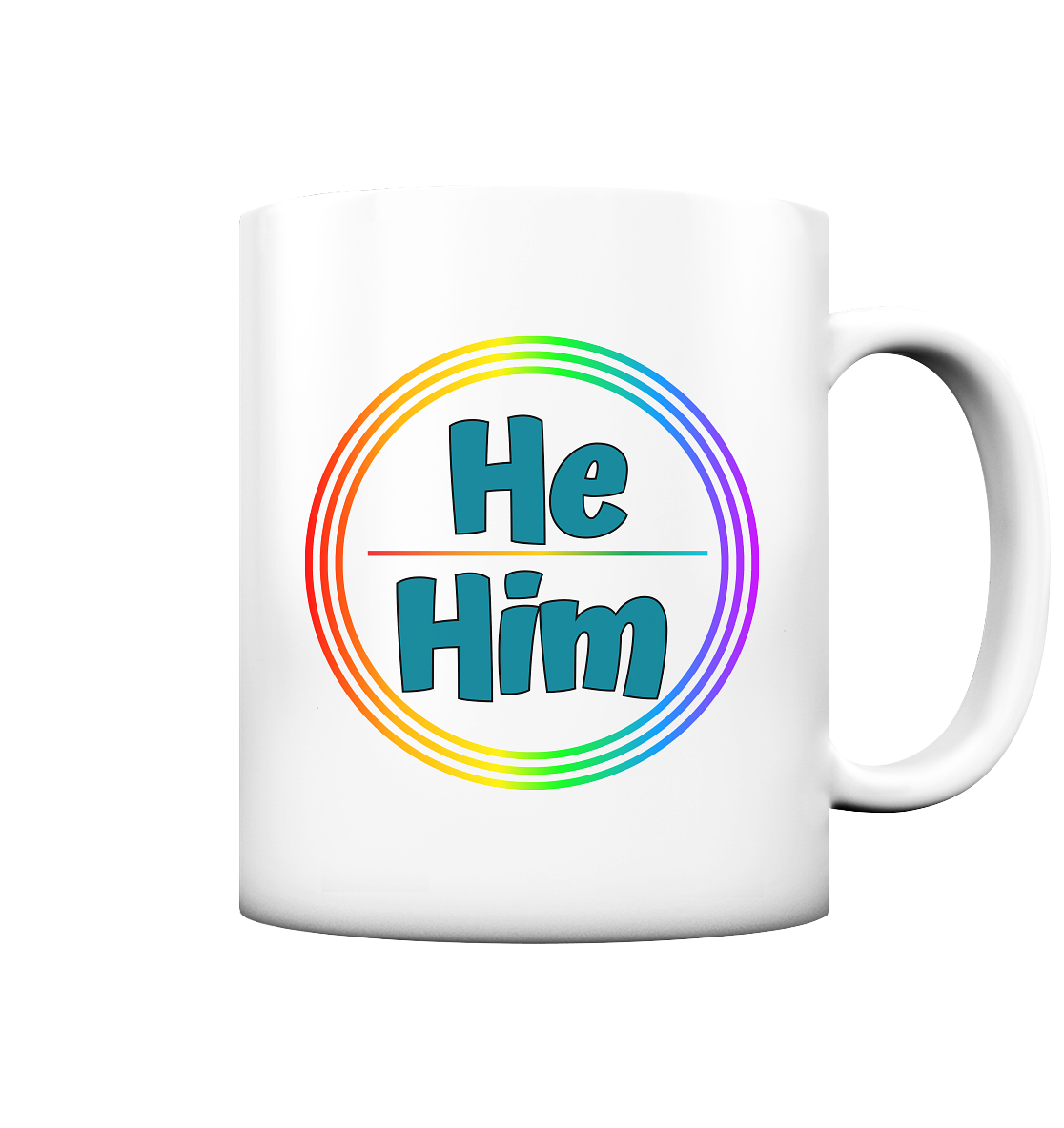 He/Him Pronomen Regenbogenkreis - Tasse matt