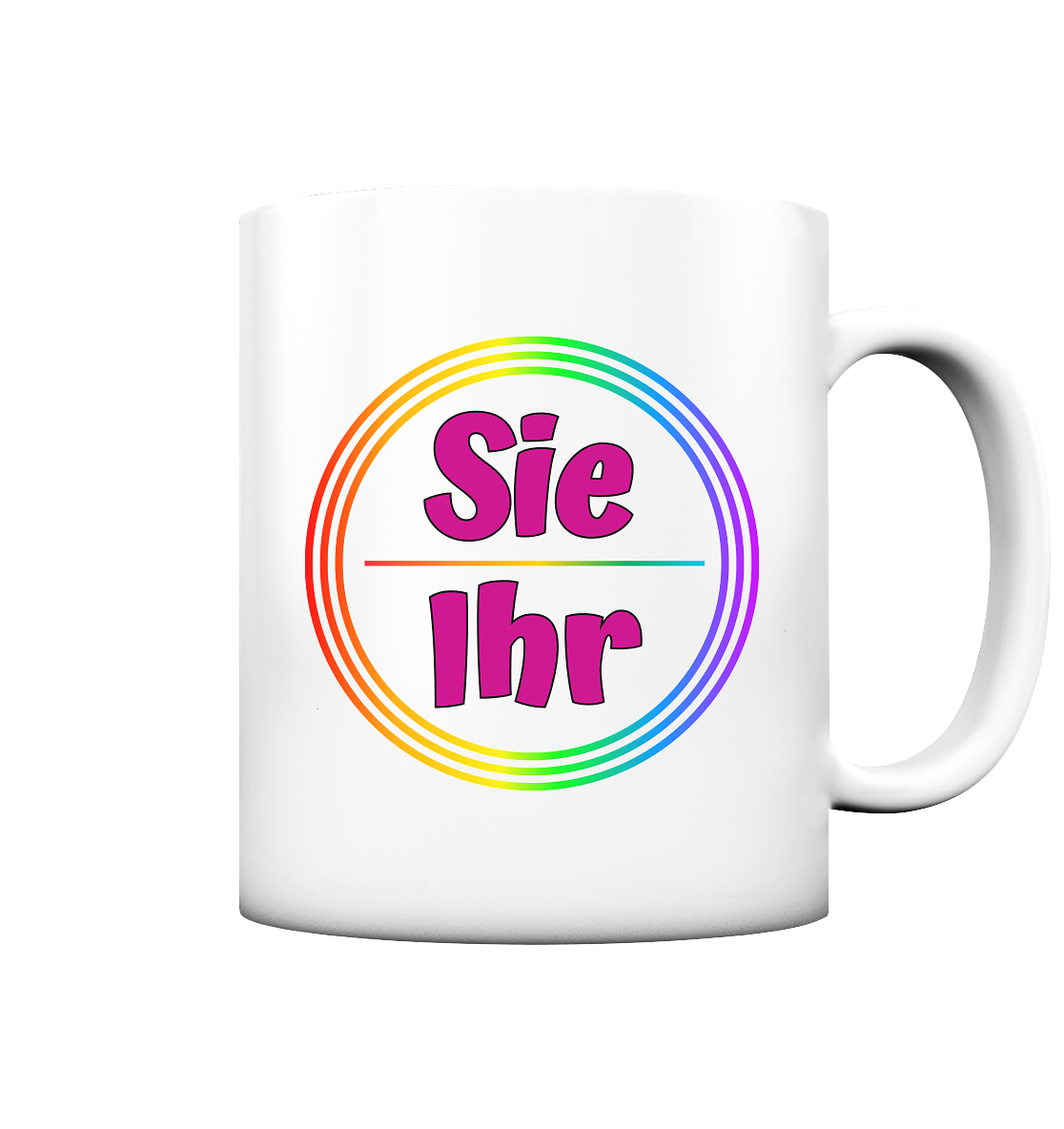 Sie/Ihr Pronomen Regenbogenkreis - Tasse matt