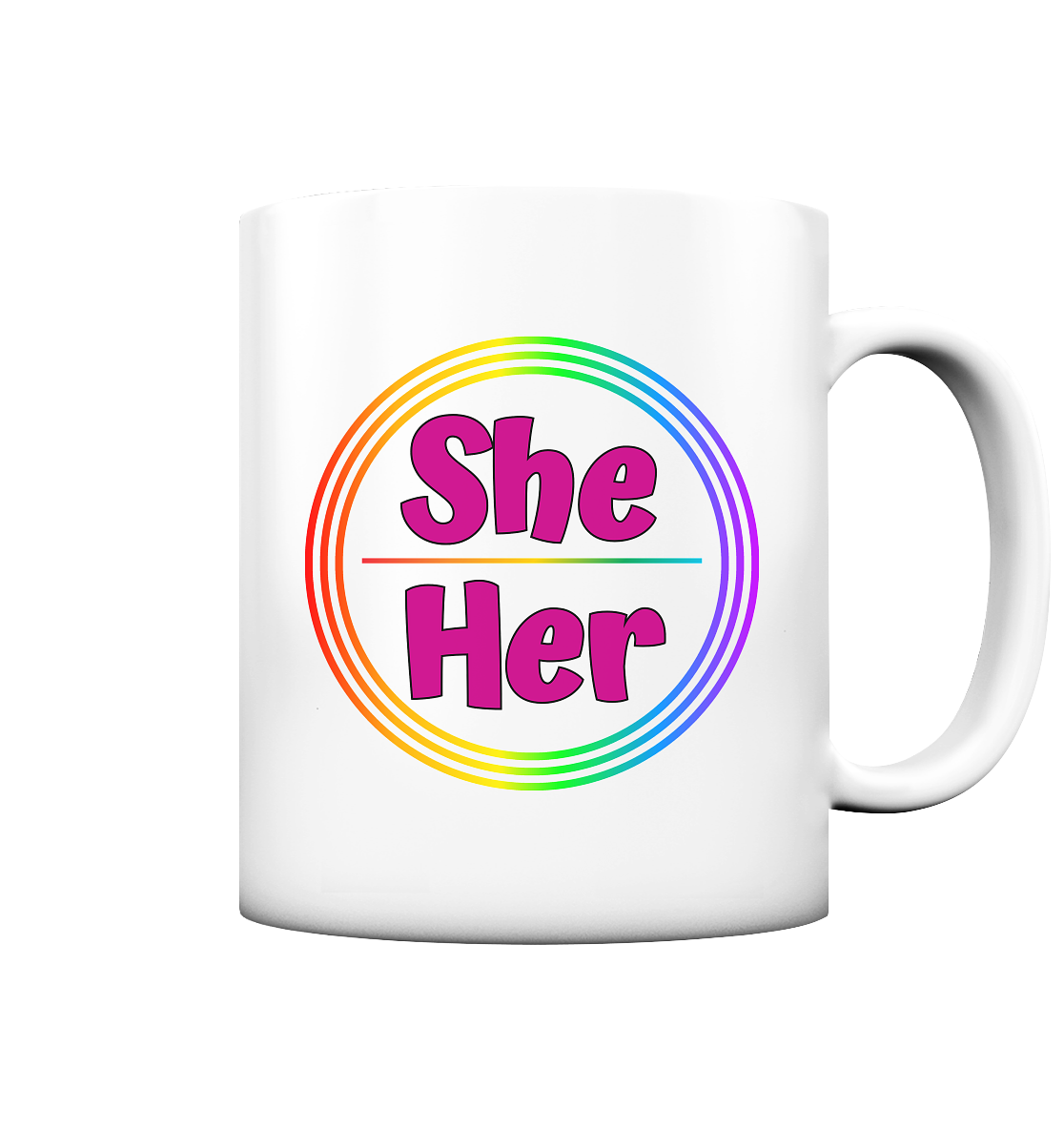 She/Her Pronomen Regenbogenkreis - Tasse matt