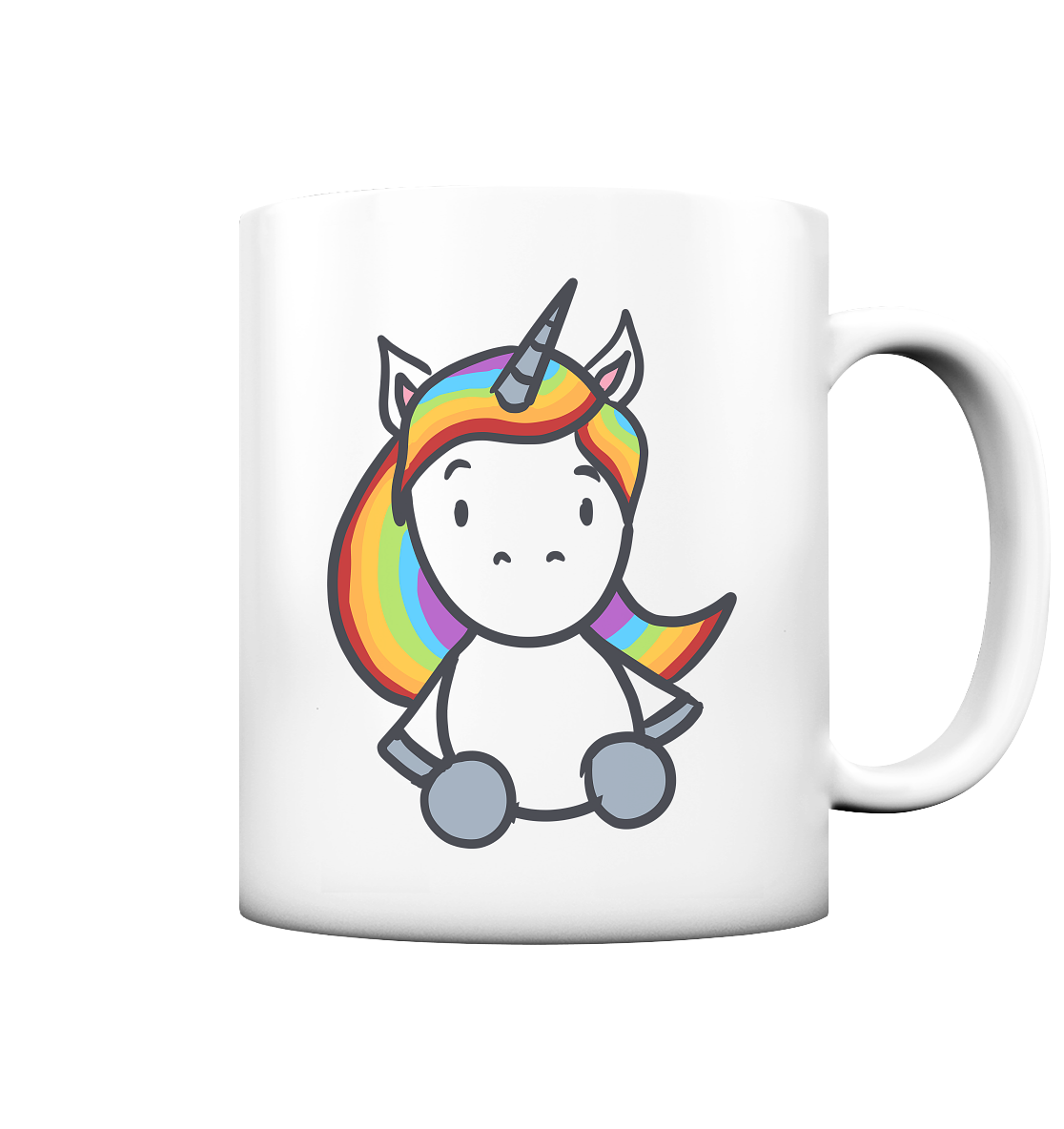 Einhorn mit Regenbogen Haaren - Tasse matt