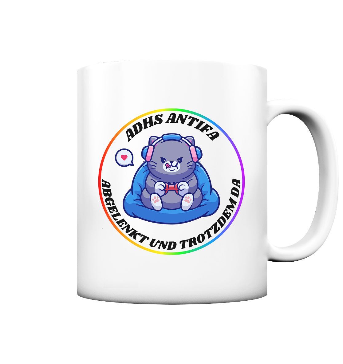 ADHS Antifa: Abgelenkt und trotzdem da "Gamer Cat Edition" - Tasse matt
