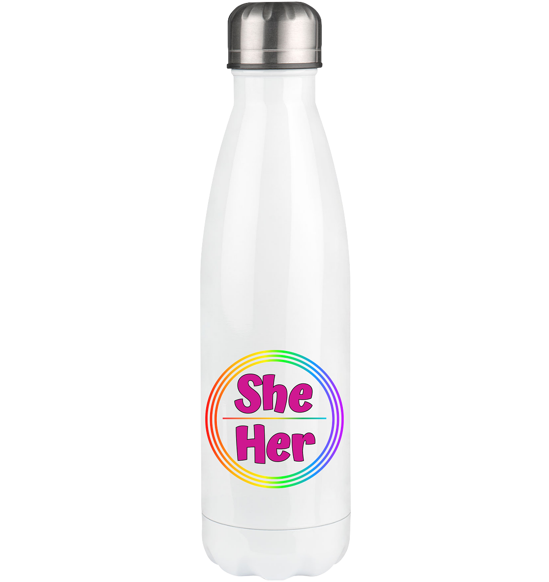 She/Her Pronomen Regenbogenkreis - Thermoflasche 500ml