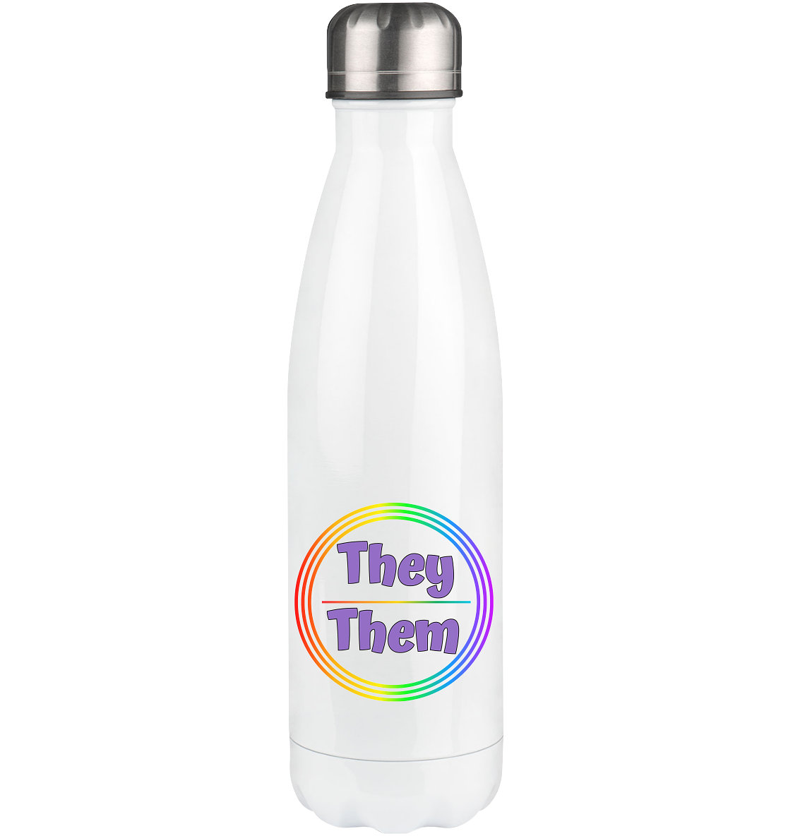 They/Them Pronomen Regenbogenkreis - Thermoflasche 500ml