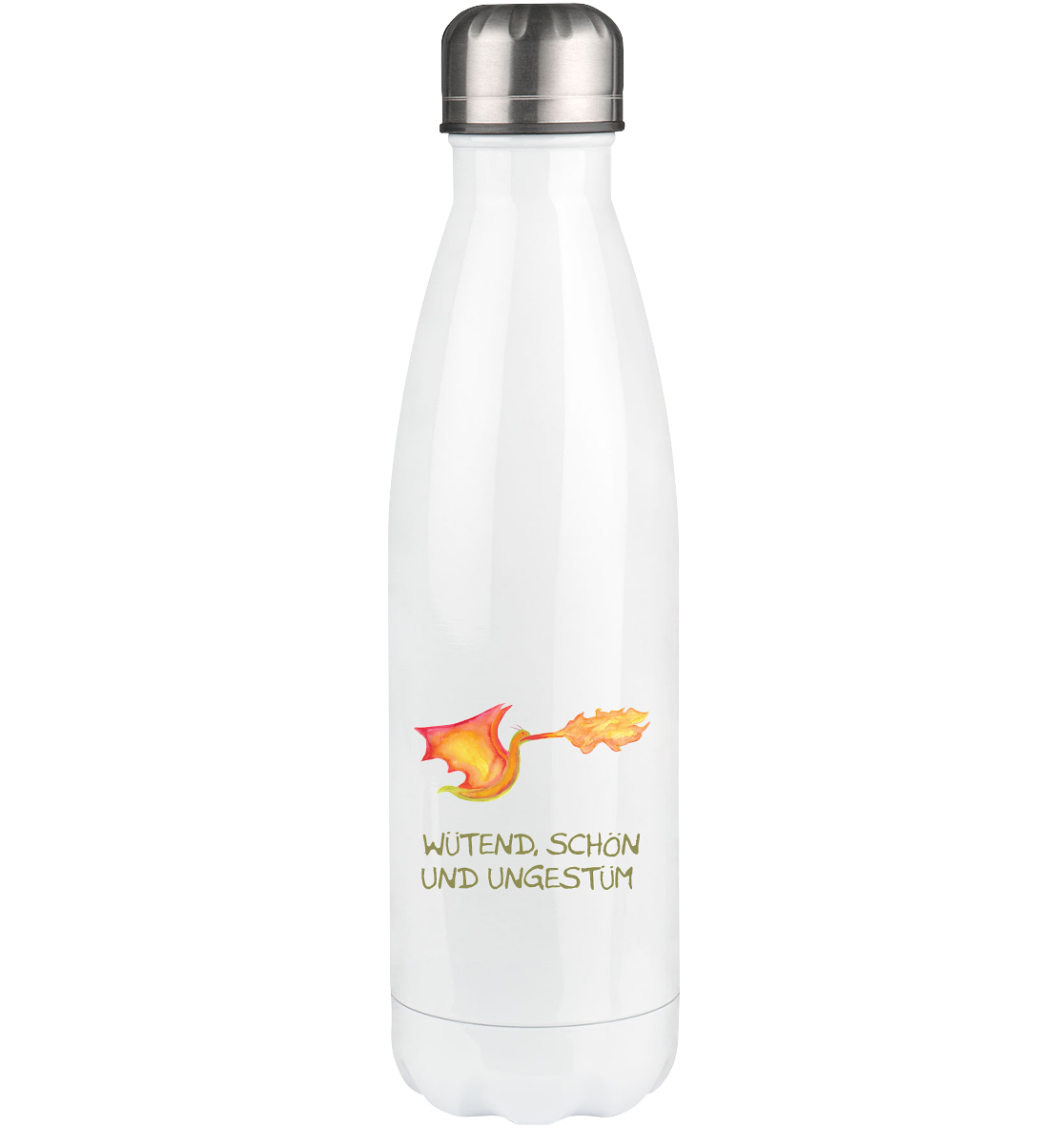 Wütend, schön und ungestüm "Jona Flammen Edition" Backprint - Thermoflasche 500ml