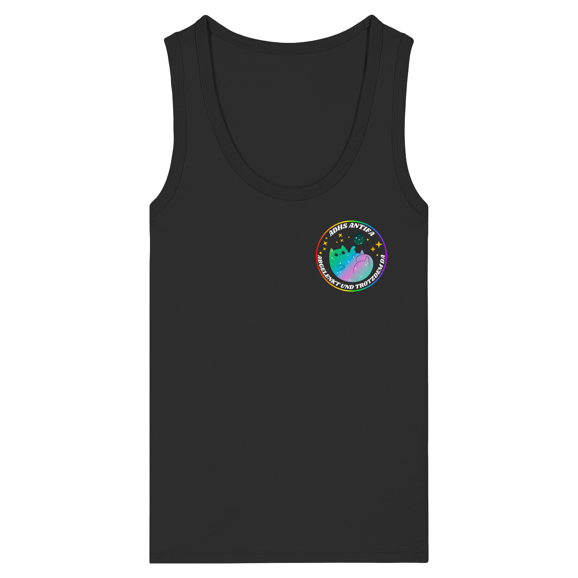 ADHS Antifa: Abgelenkt und trotzdem da "Space Cat Edition" - Womens Organic Fitted Tank Top