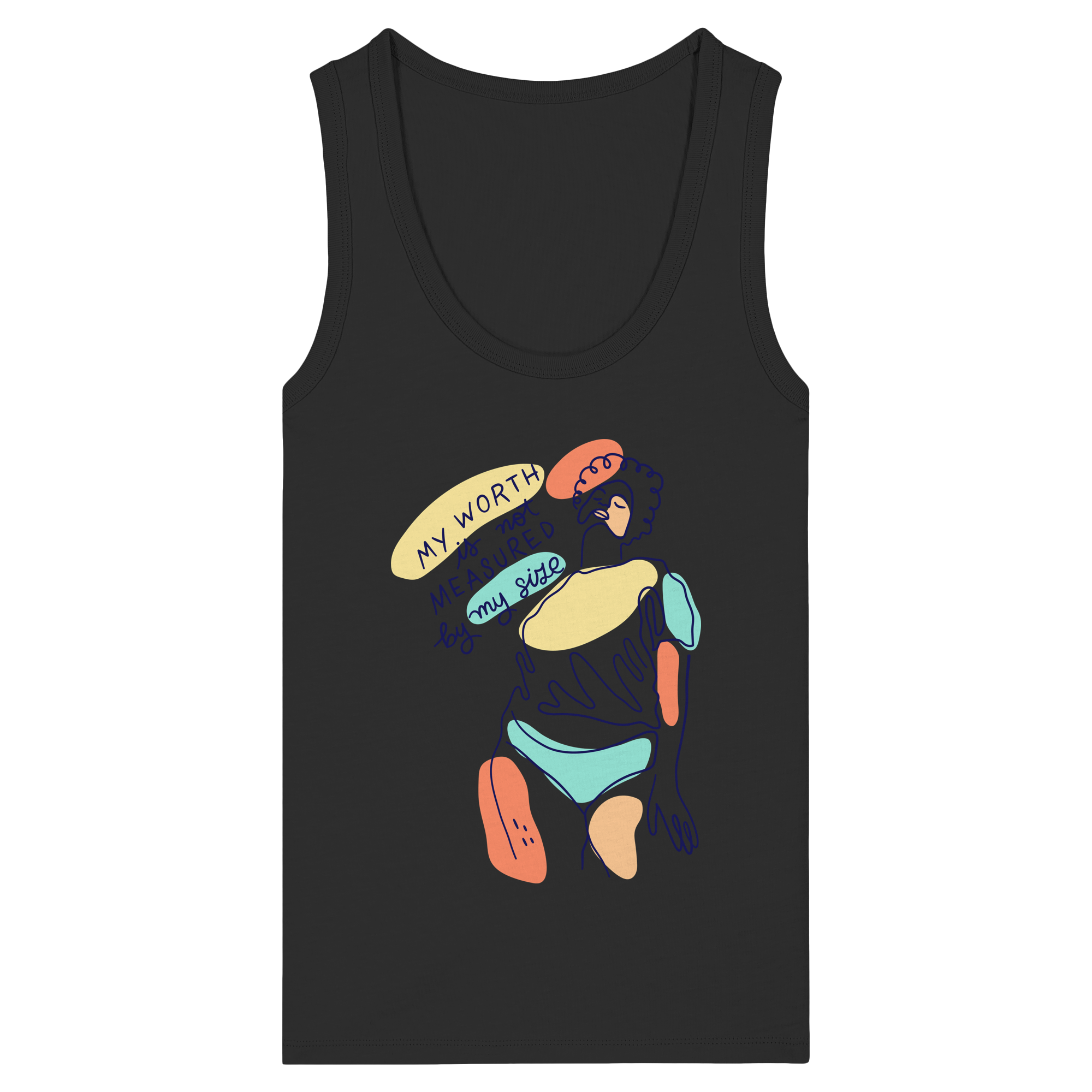 My Worth is not Measured by my Size - Womens Organic Fitted Tank Top
