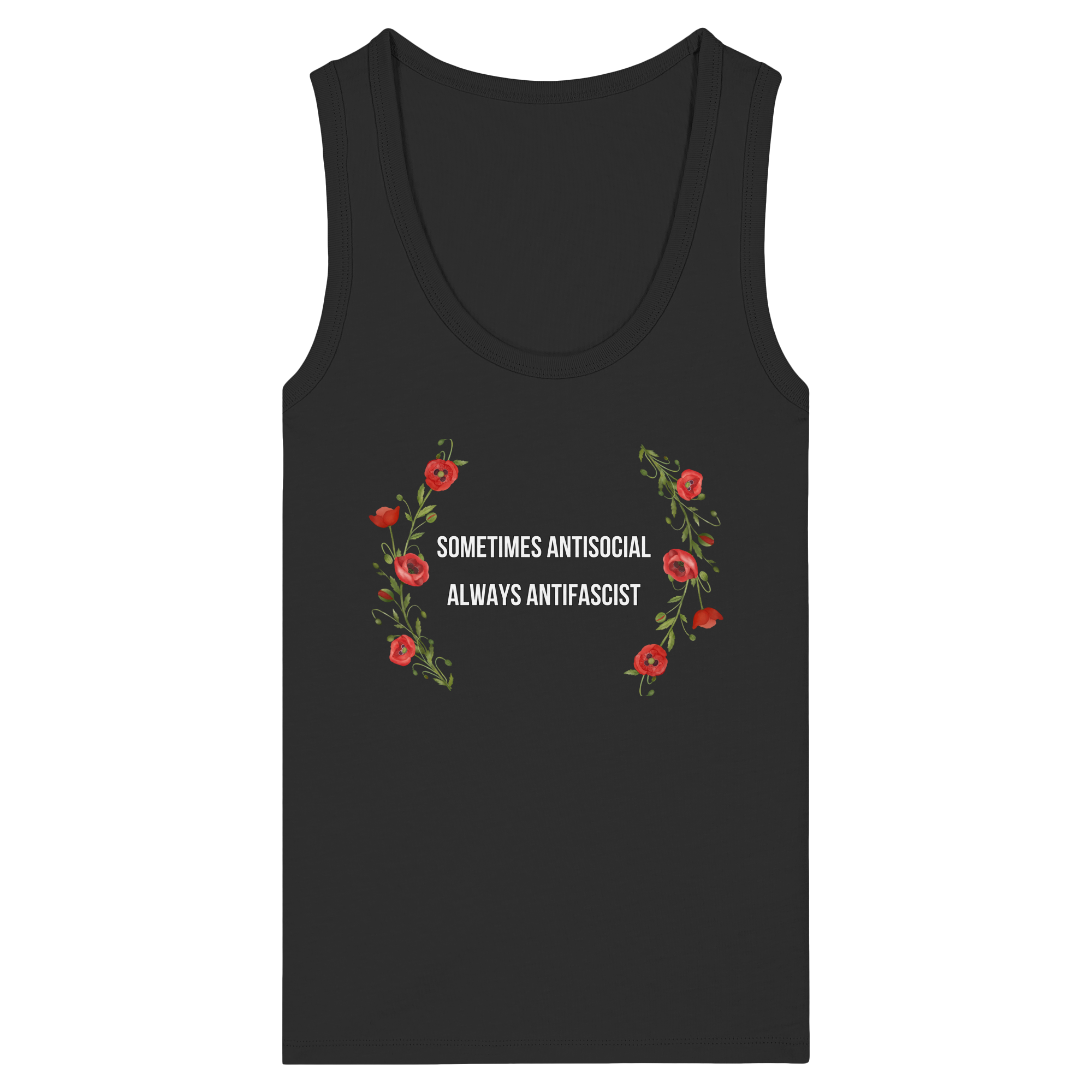 Sometimes Antisocial Always Antifascist - Womens Organic Fitted Tank Top