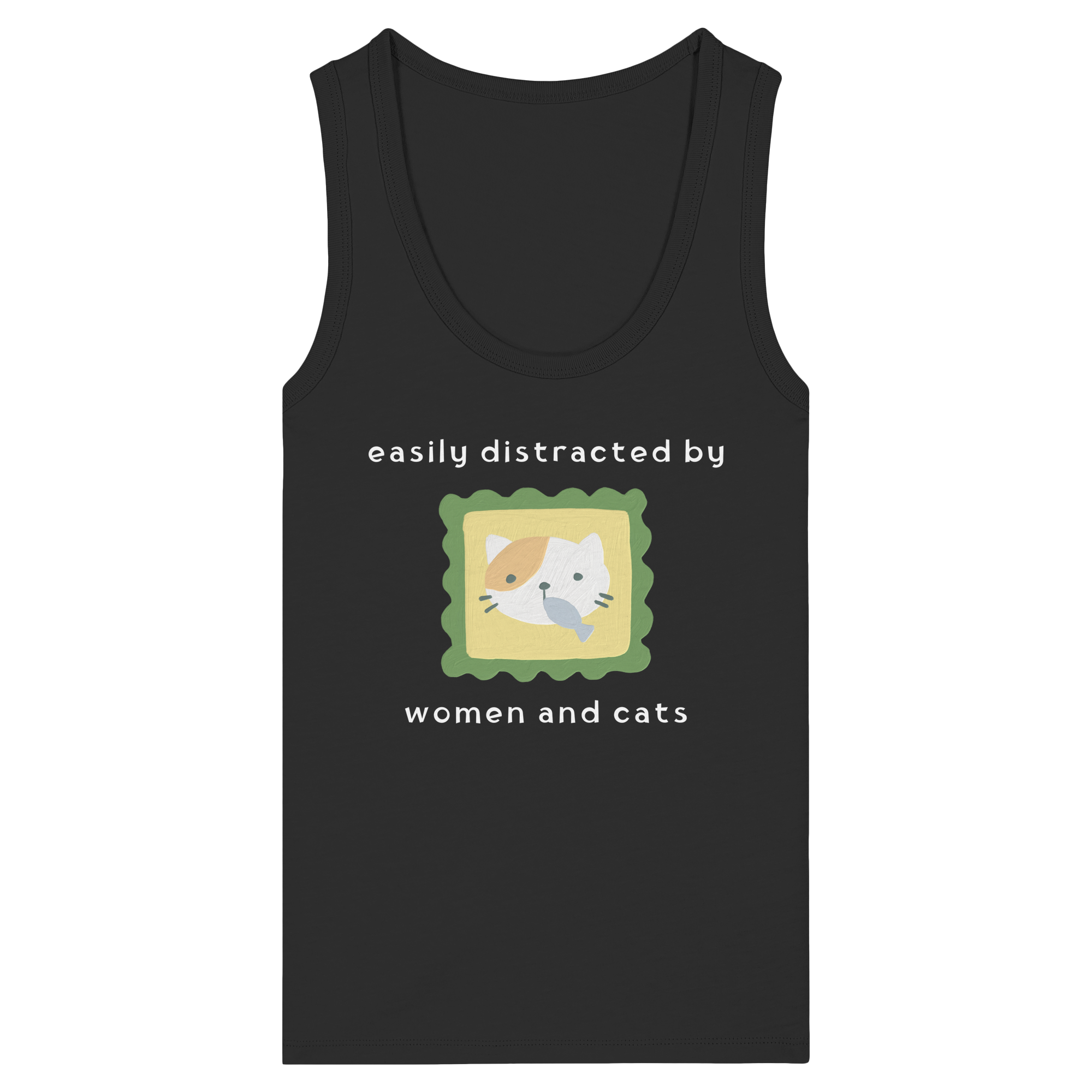 Easily Distracted by Women and Cats - Womens Organic Fitted Tank Top