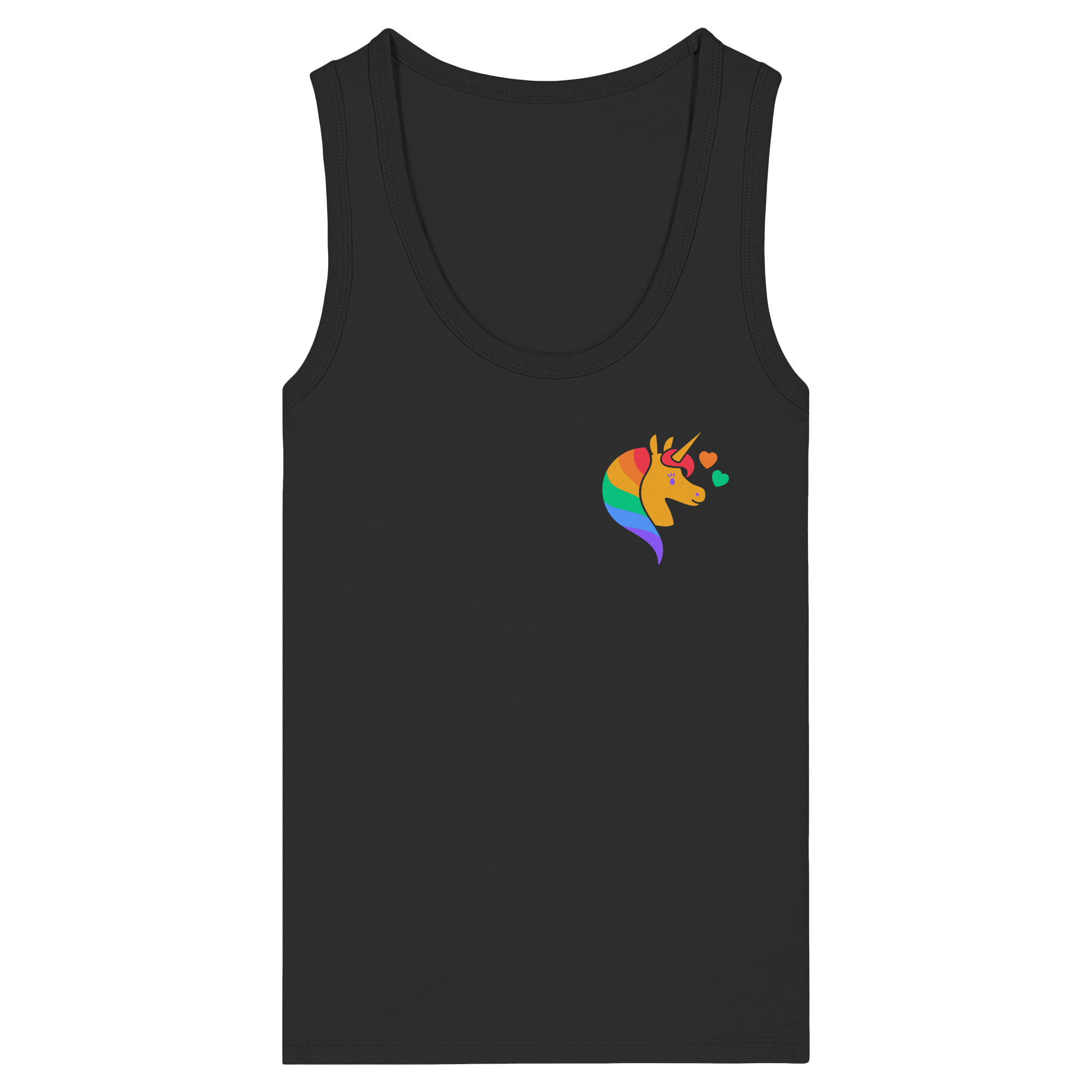 Regenbogen Einhorn mit Herzen - Womens Organic Fitted Tank Top