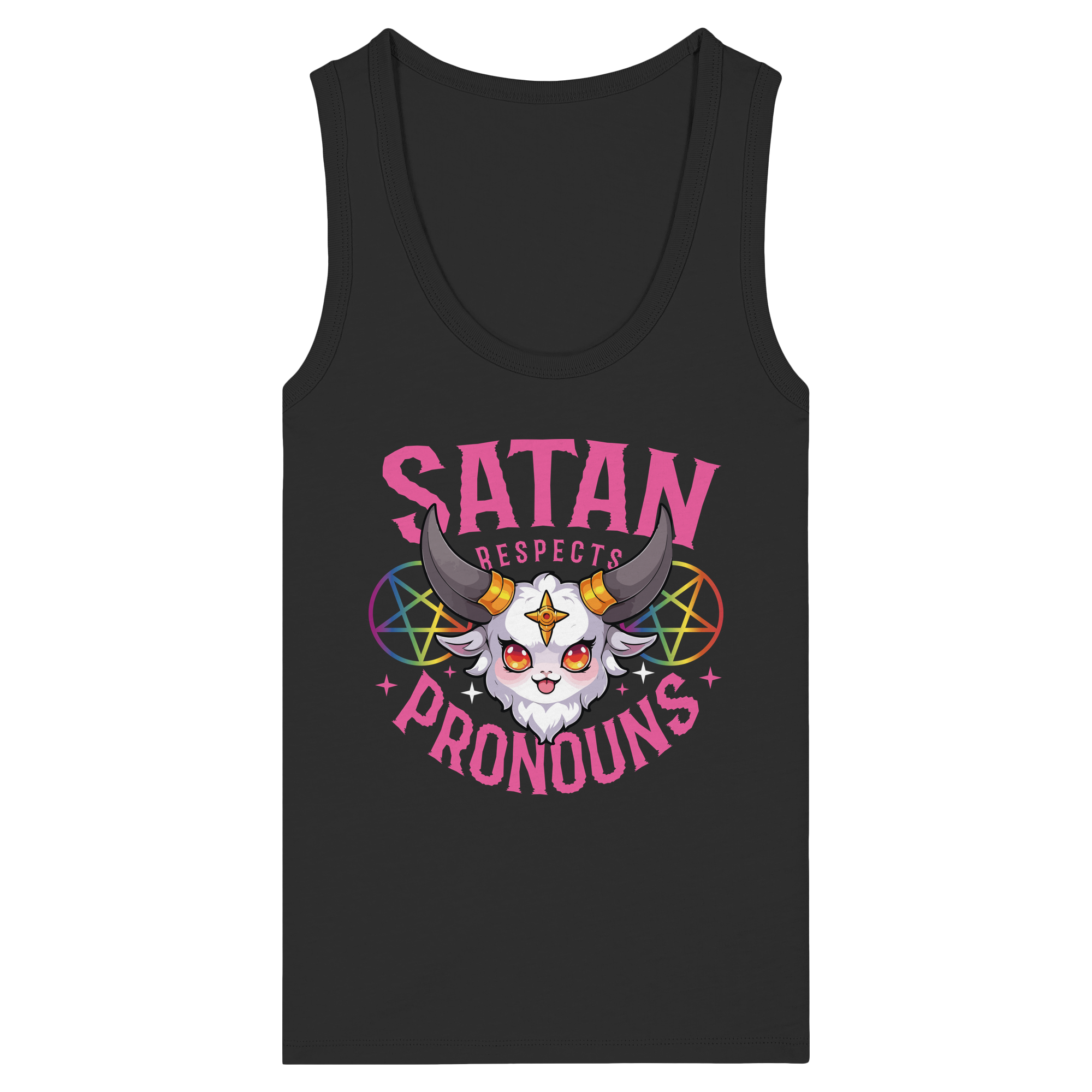 Satan Respects Pronouns - Womens Organic Fitted Tank Top
