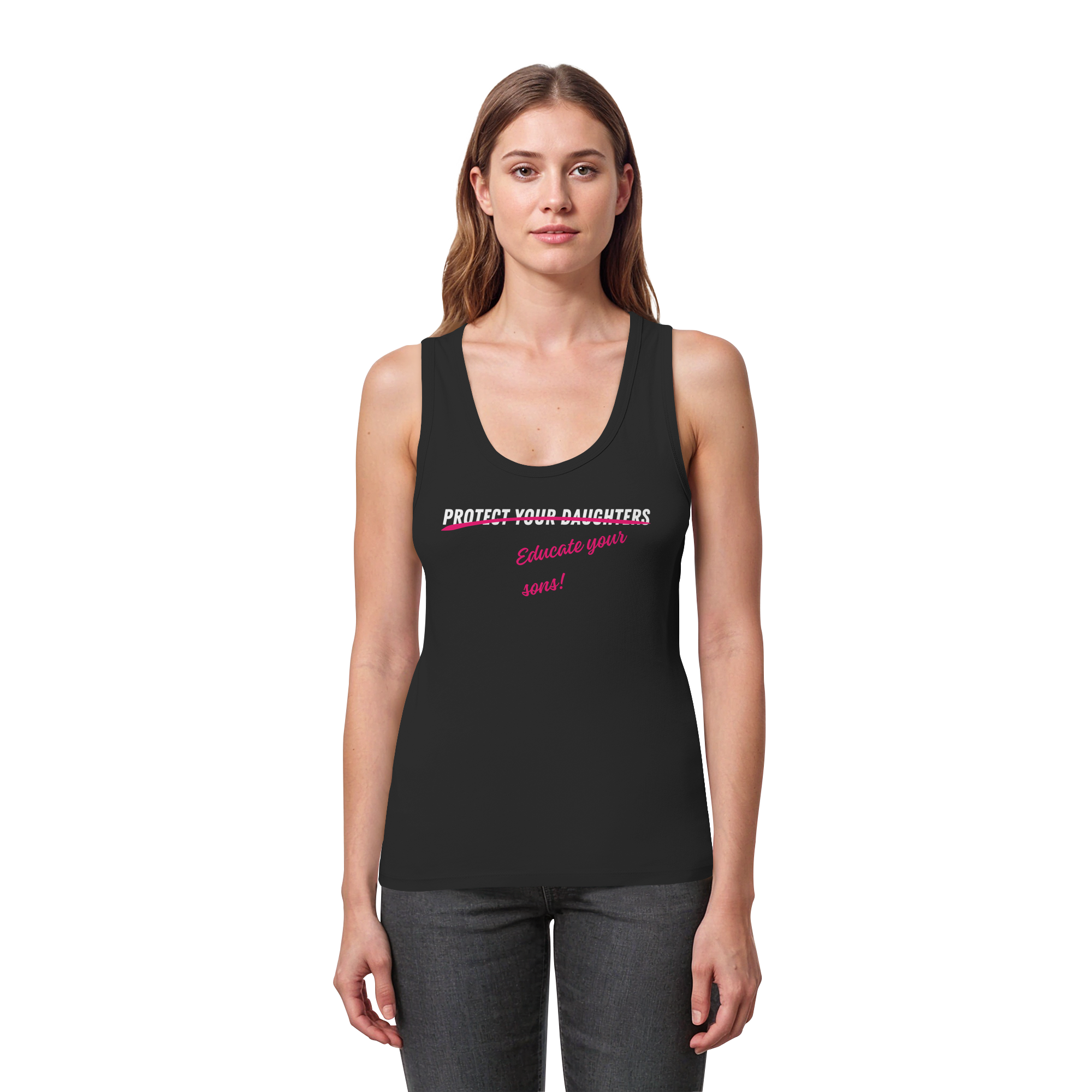 Don't Protect Your Daughters: Educate Your Sons "Plural Edition" - Womens Organic Fitted Tank Top