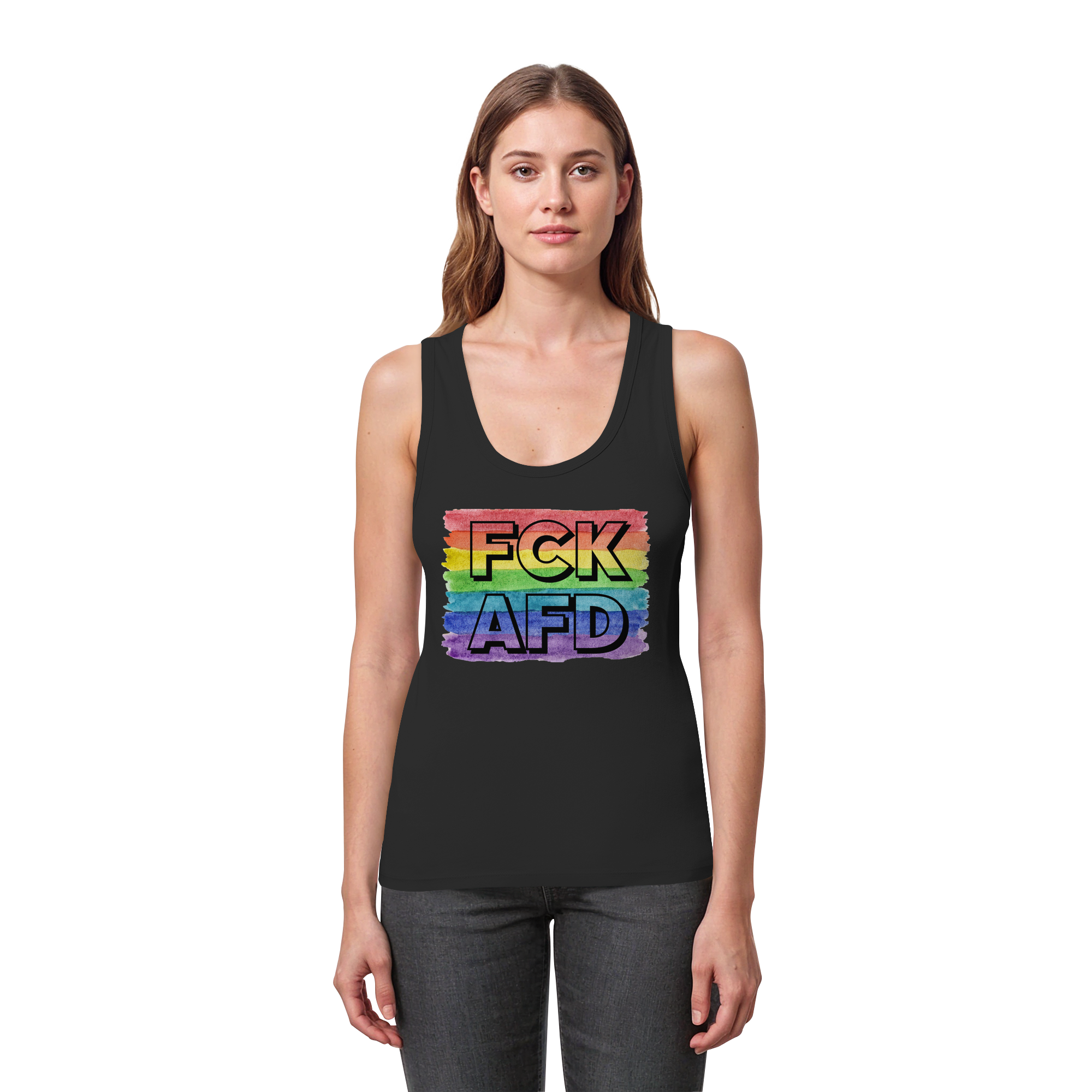 FCK AFD "Rainbow Resistance Edition" - Womens Organic Fitted Tank Top