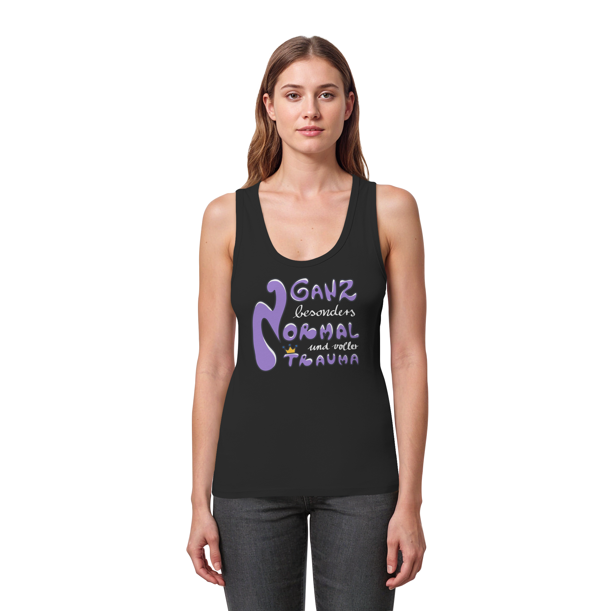 Ganz besonders Normal und voller Trauma "Lila Edition" - Womens Organic Fitted Tank Top
