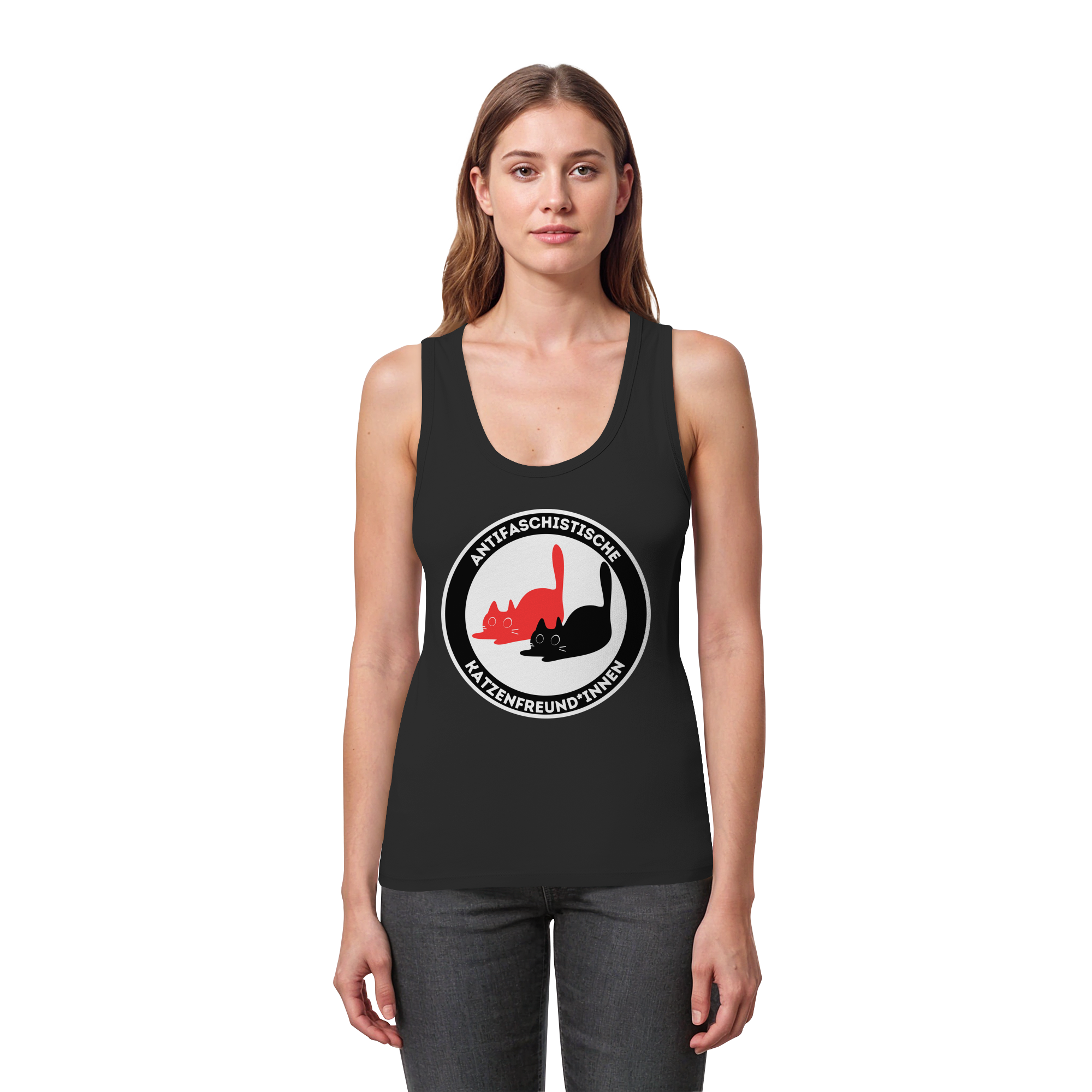 Antifaschistische Katzenfreund*innen - Womens Organic Fitted Tank Top
