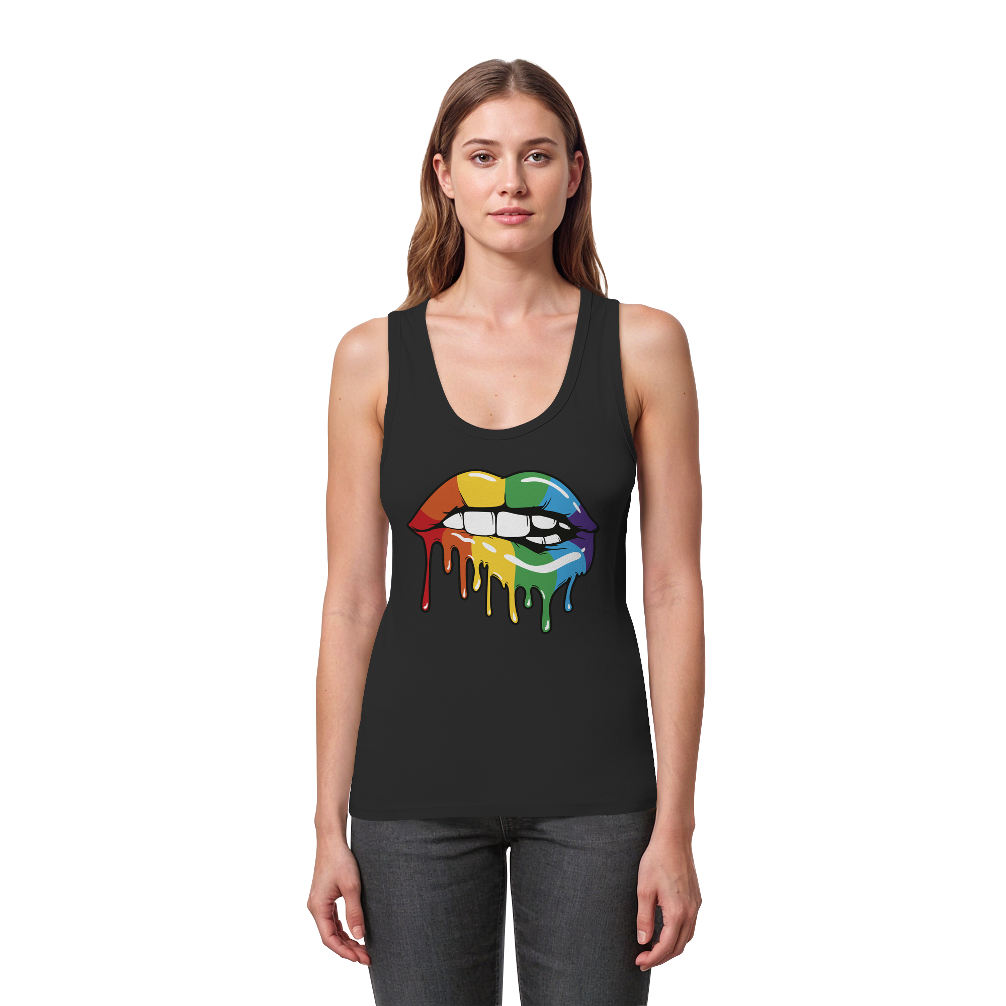 Regenbogen Lippen - Womens Organic Fitted Tank Top