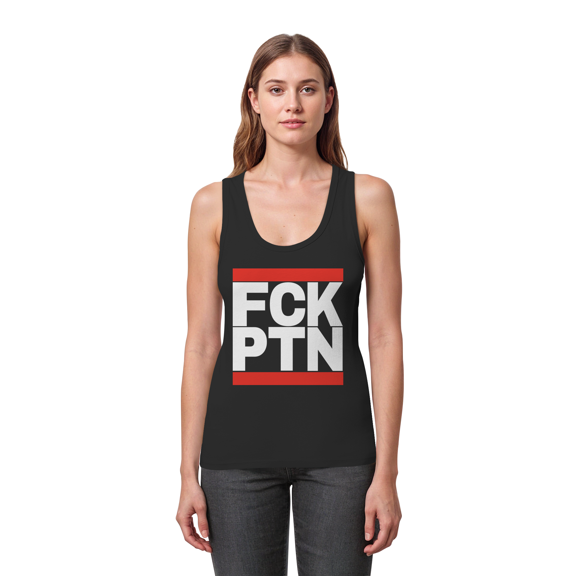 FCK PTN (weiße Schrift) - Womens Organic Fitted Tank Top