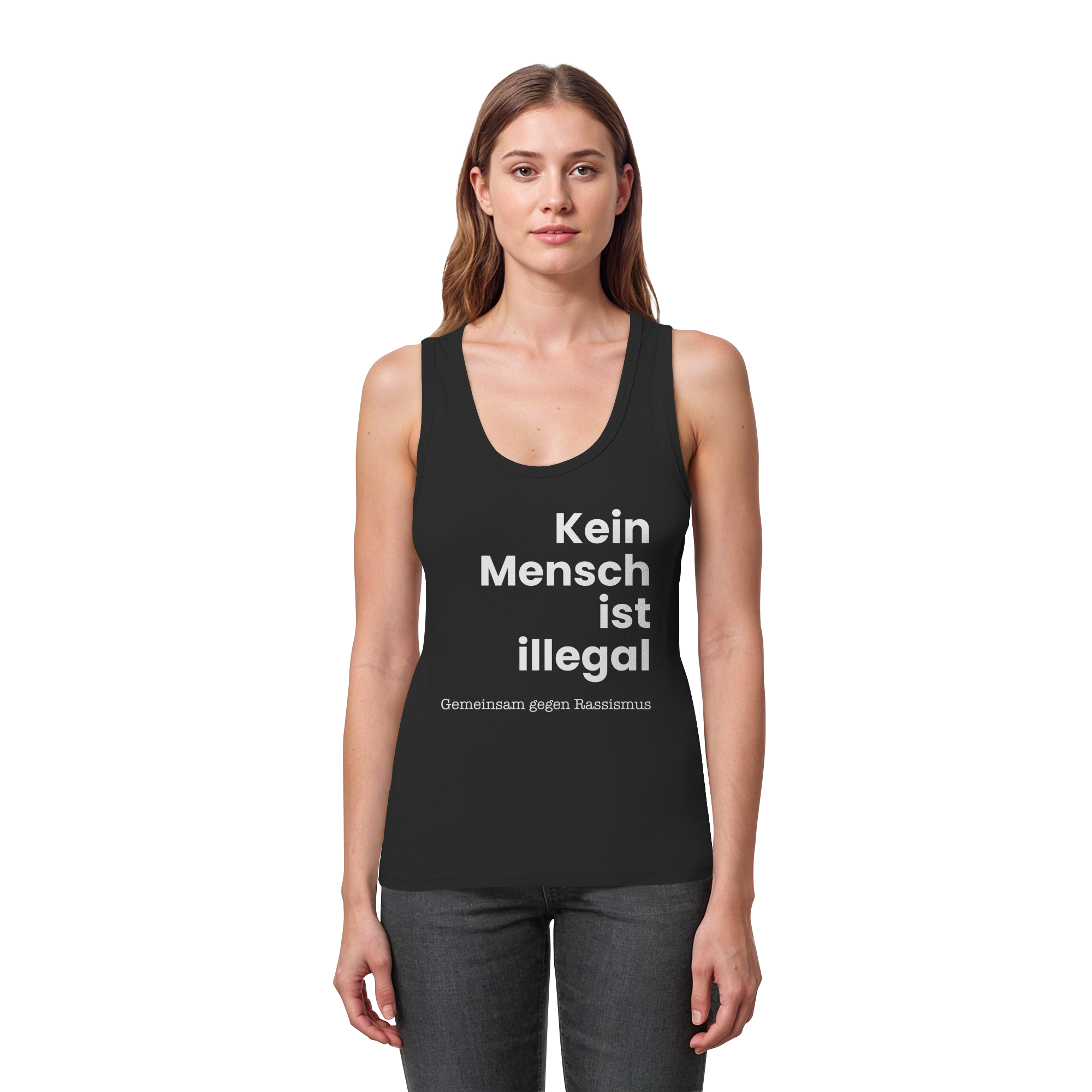 Kein Mensch ist illegal "Gemeinsam gegen Rassismus Edition" Frontprint - Womens Organic Fitted Tank Top
