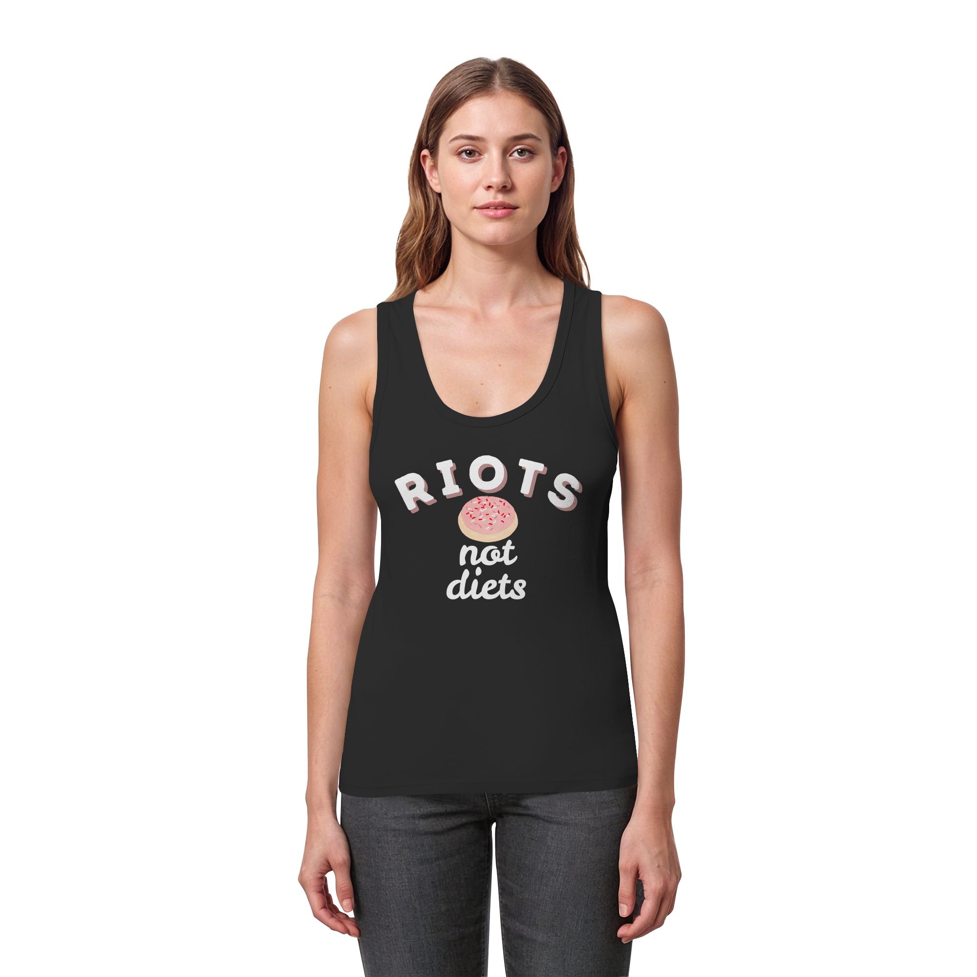 Riots not Diets - Womens Organic Fitted Tank Top