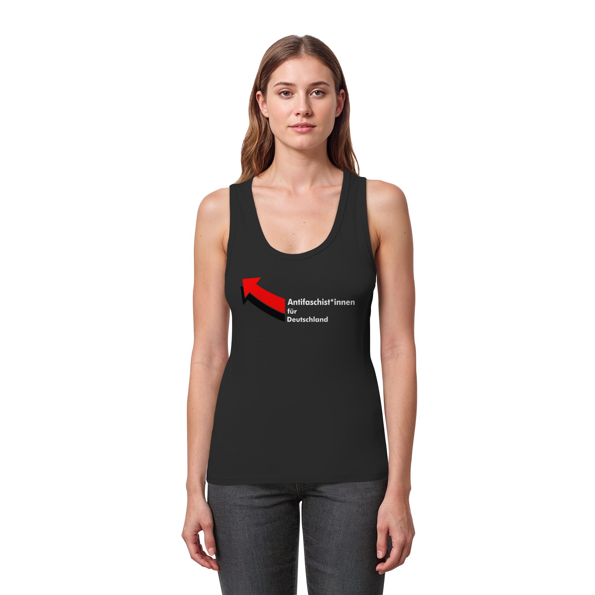 Antifaschist*innen für Deutschland (weiße Schrift) - Womens Organic Fitted Tank Top